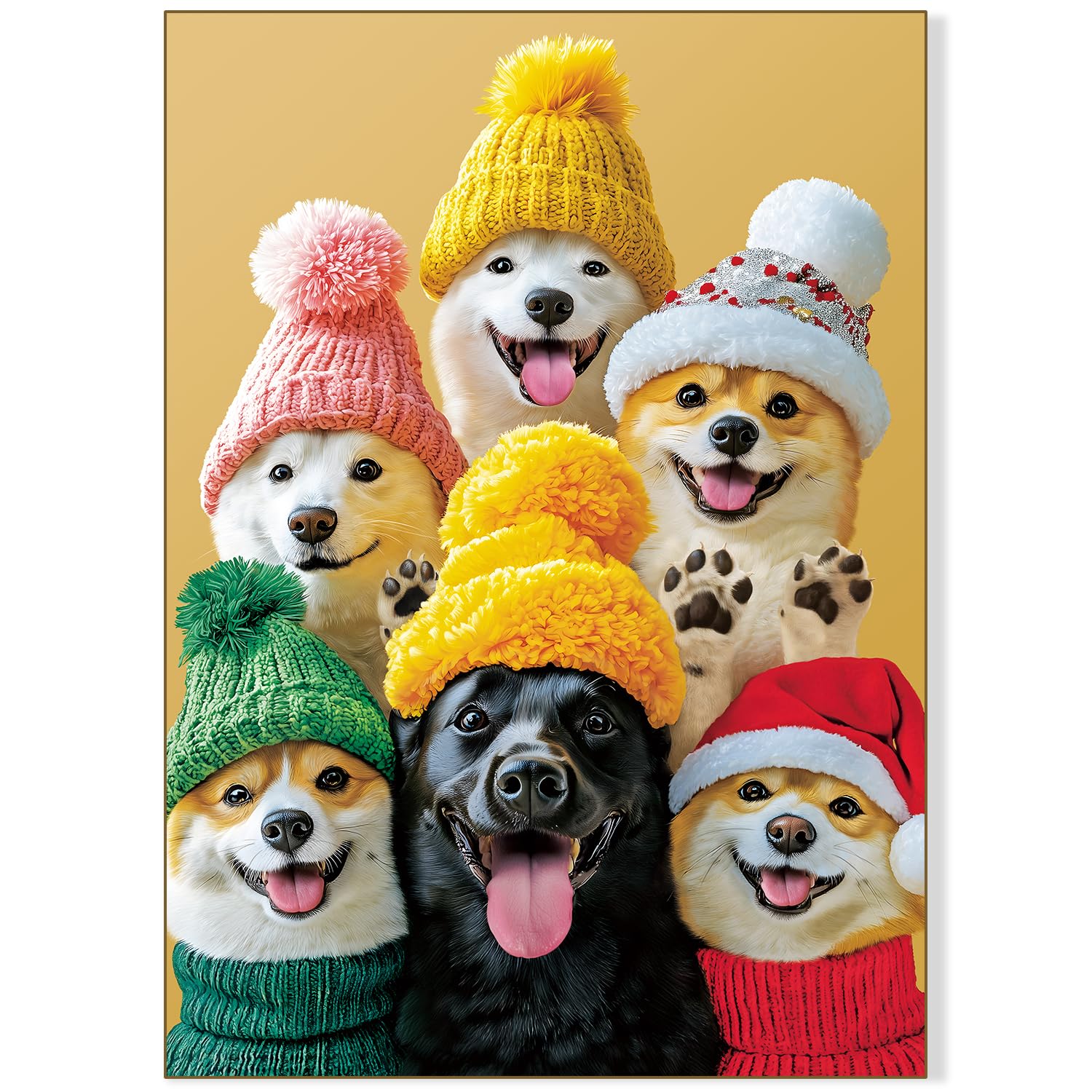 fishwisdom 1000 Pieces Jigsaw Puzzles for Adults and Teens and Kids Family Happy Time Paws in Hats — image 1