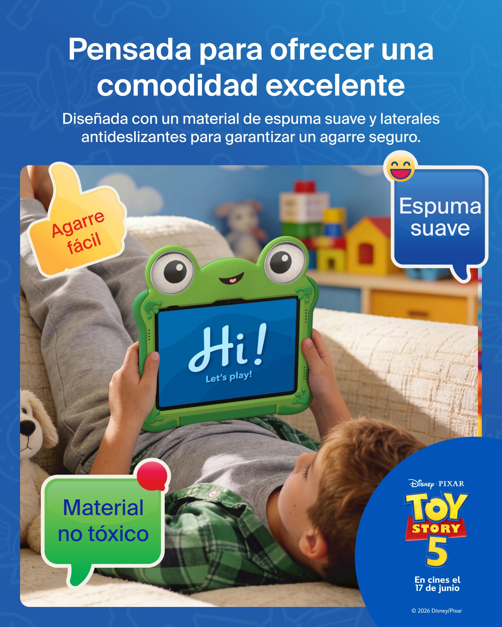 Belkin Disney y Pixar Toy Story 5 Funda Inspirada en Lilypad, Funda iPad A16 11.ª Gen 2025 11" y 10. ª Gen 2022 10,9" No Tóxica, Antigolpes con Asa y Soporte, Carcasa Protectora Trasera Resistente