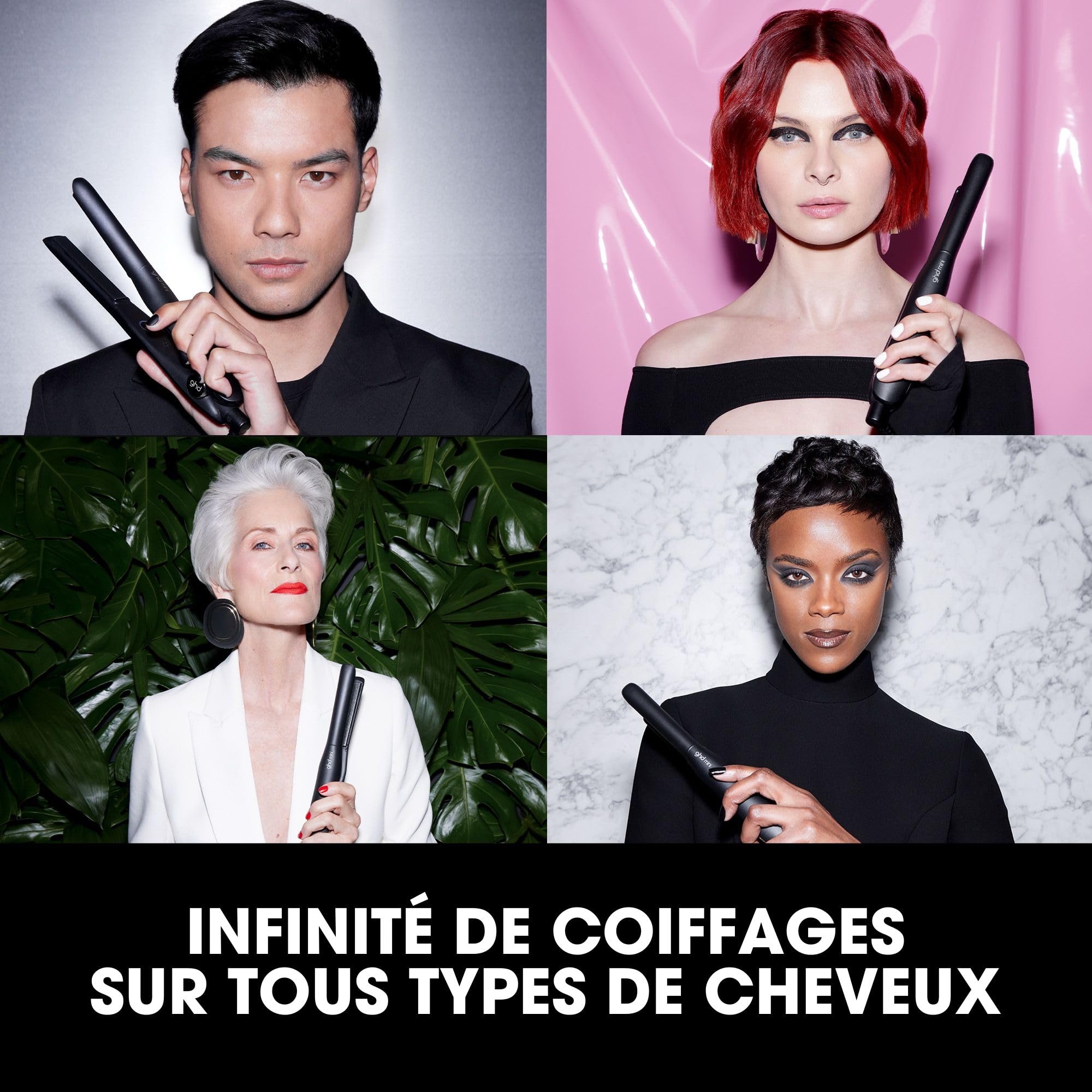 ghd - Lisseur cheveux ghd mini - Fer à lisser professionnel (Noir) - Plaques 40% plus fines - Cheveux 50% plus brillants, sans chaleur extrême, design premium - Idéal pour les cheveux courts/franges