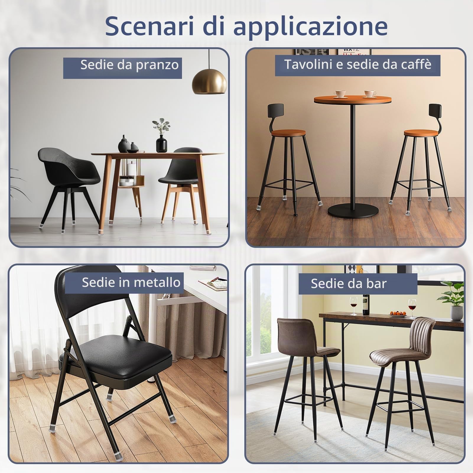 Zikenis 24 pezzi Gommini Rotondi per Sedie,Tappi per Sedie in Silicone,Rotondo Trasparente Caps Protector Pad,Protegge il Pavimento dai Graffi e gambe del tavolo