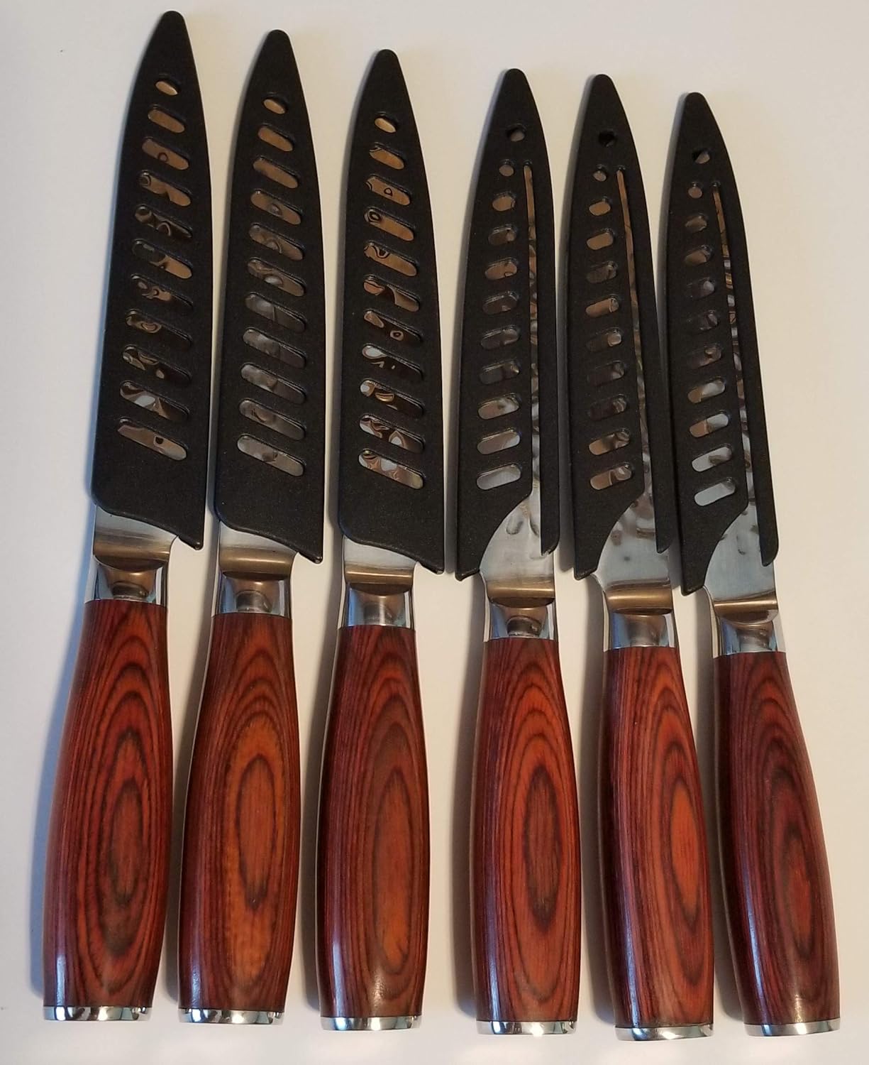 D & G SALES, LLC Dinner Steak Knives - Non Serrated - Hammered Japanese High Carbon 7CR17 Stainless Steel - Set of 6