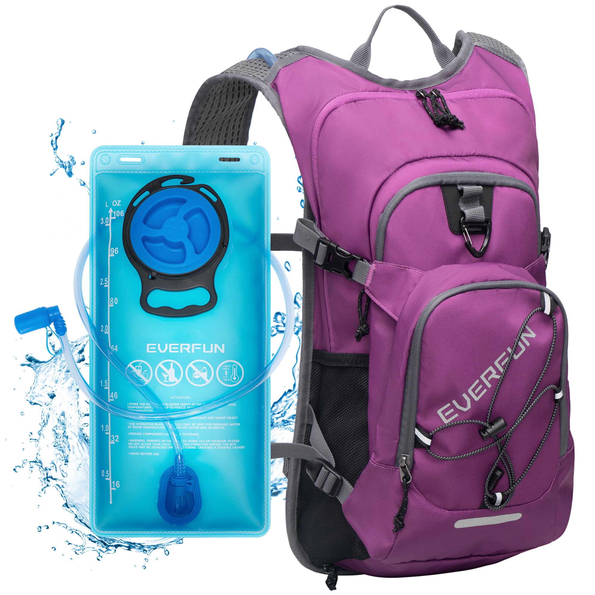 Everfun Hydration Backpack 18L with Water Bladder 2L/3L Hiking Water Backpack Women Men Hydration Pack Insulated Lightweight Day Hydropack with