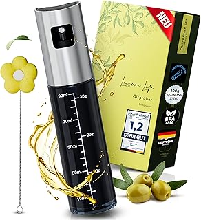 Leisure Life® | NEUEINFÜHRUNG | Hochwertiger Ölsprüher | schwarzes UV-Schutz Glas & vollmantel Edelstahl | 100% BPA frei (Obsidian Black - UV)