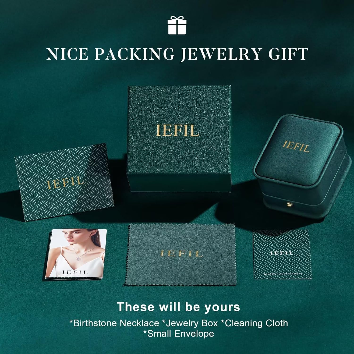 Iefil 14K Gold Plated Birthstone Necklace for Women - 925 Sterling Silver Teardrop Necklace, Anniversary Birthday Gifts for Wife Girlfriend Mom - Image 7