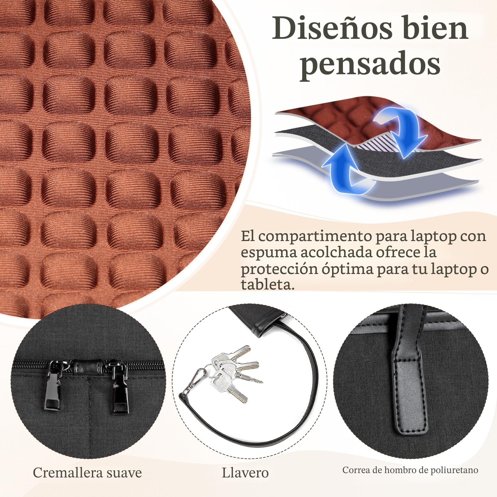 Bolso Tote Impermeable para Mujer, Bolso Grande para Ordenador Portátil 15.6 Pulgadas Set 2 en 1 (Bolso + Cartera) para Trabajo Universidad Shopper Viaje