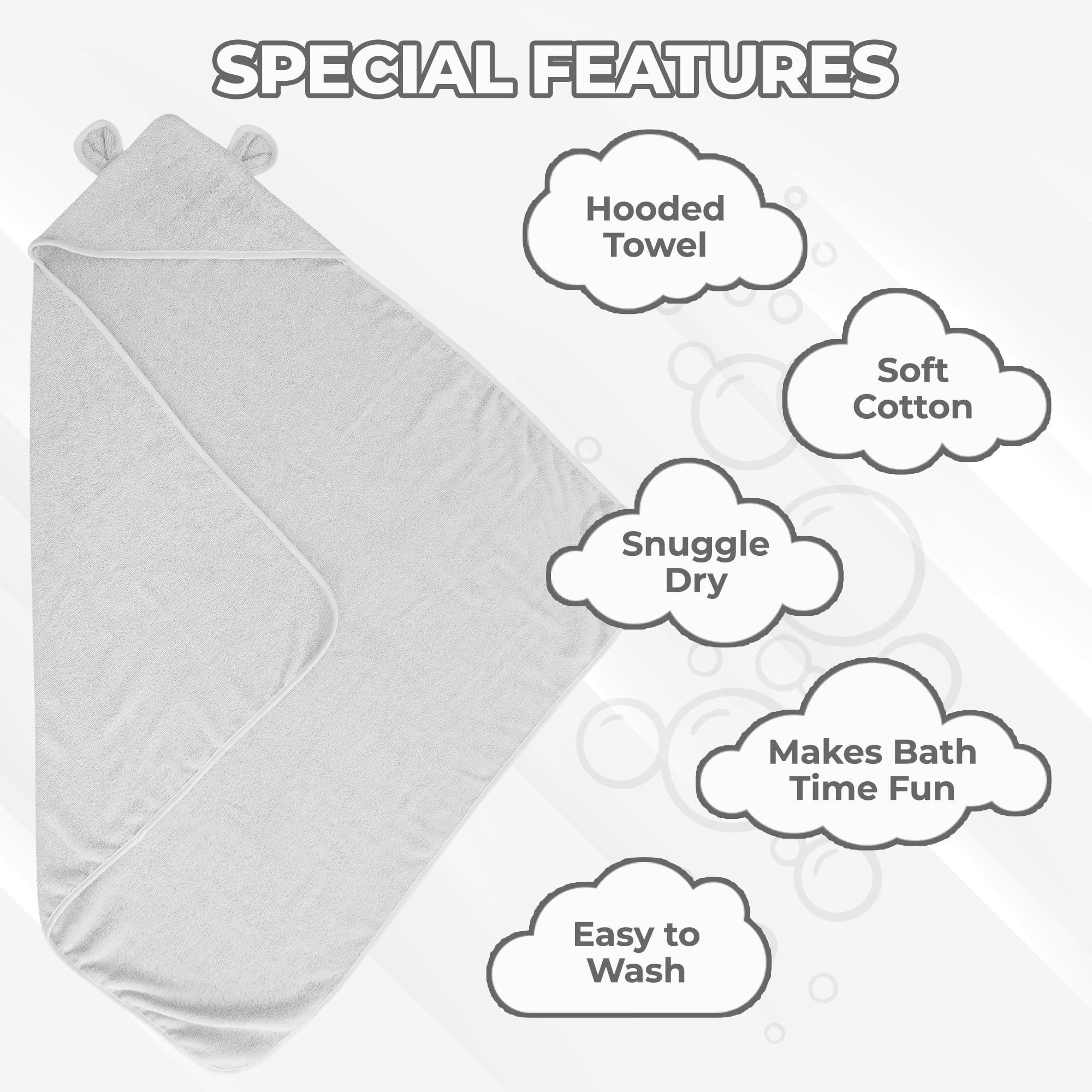 Poncho de algodón orgánico para niños y niñas de 0 a 5 años, toalla de baño absorbente con orejas de oso de calidad prémium
