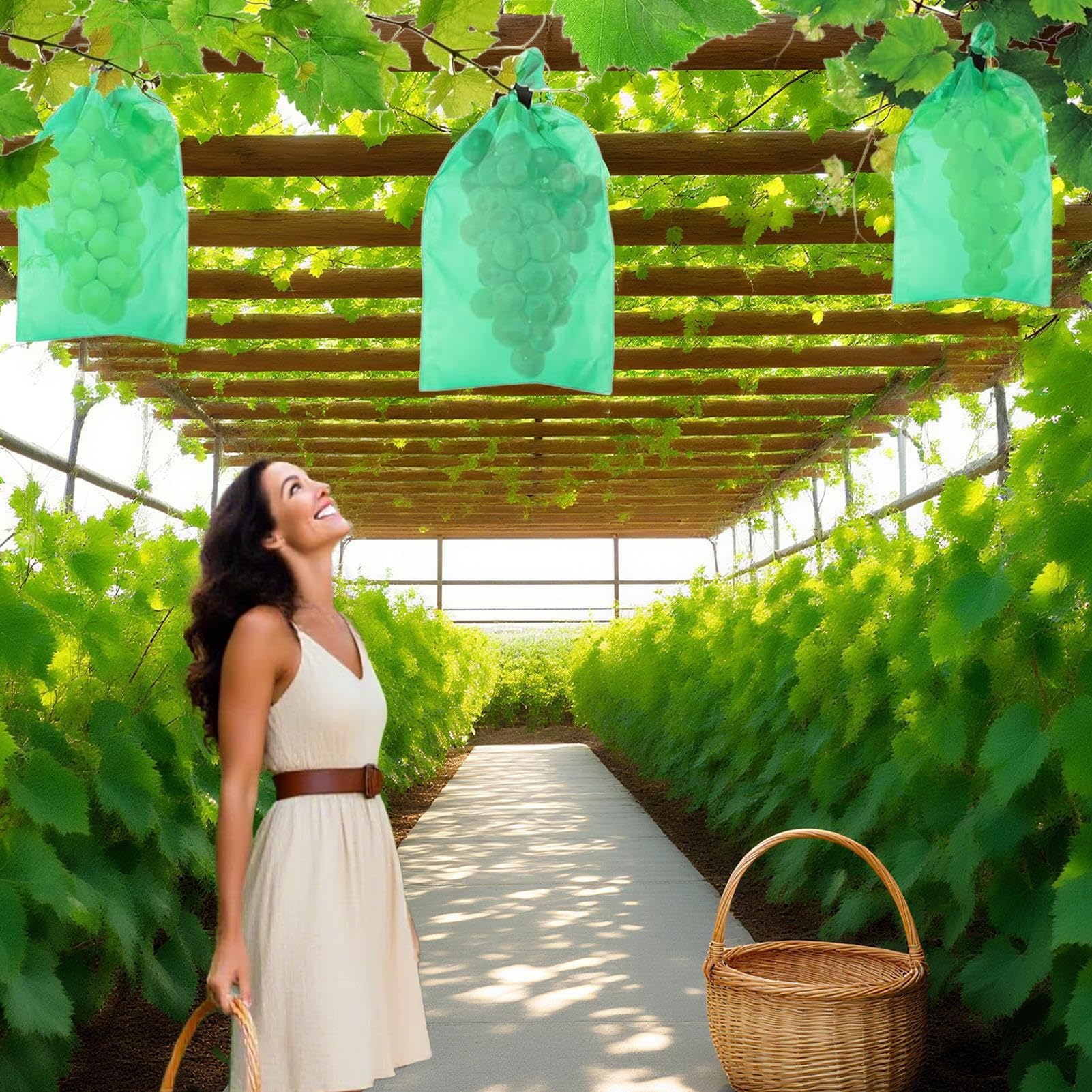 Cuenco de red para árboles frutales, bolsa de uva no tejida con cordón para árboles frutales, barrera de malla para proteger tomates, mangos y verduras