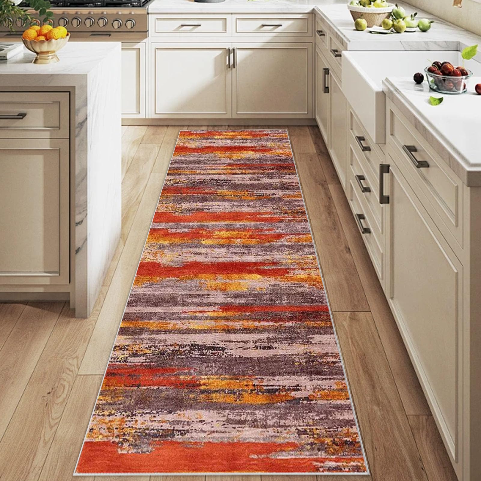 Nqexivo Runner Rugs for Hallway 60 x 90 cm Washable Kitchen Runner Rugs Non Slip Carpet Kitchen Bedroom Bedside Dining Room Office Indoor Low Pile Carpets
