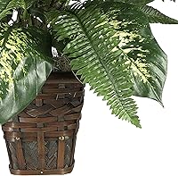 Vista 5 de Nearly Natural Cebra verde mixta con planta de seda de mimbre, 26 in