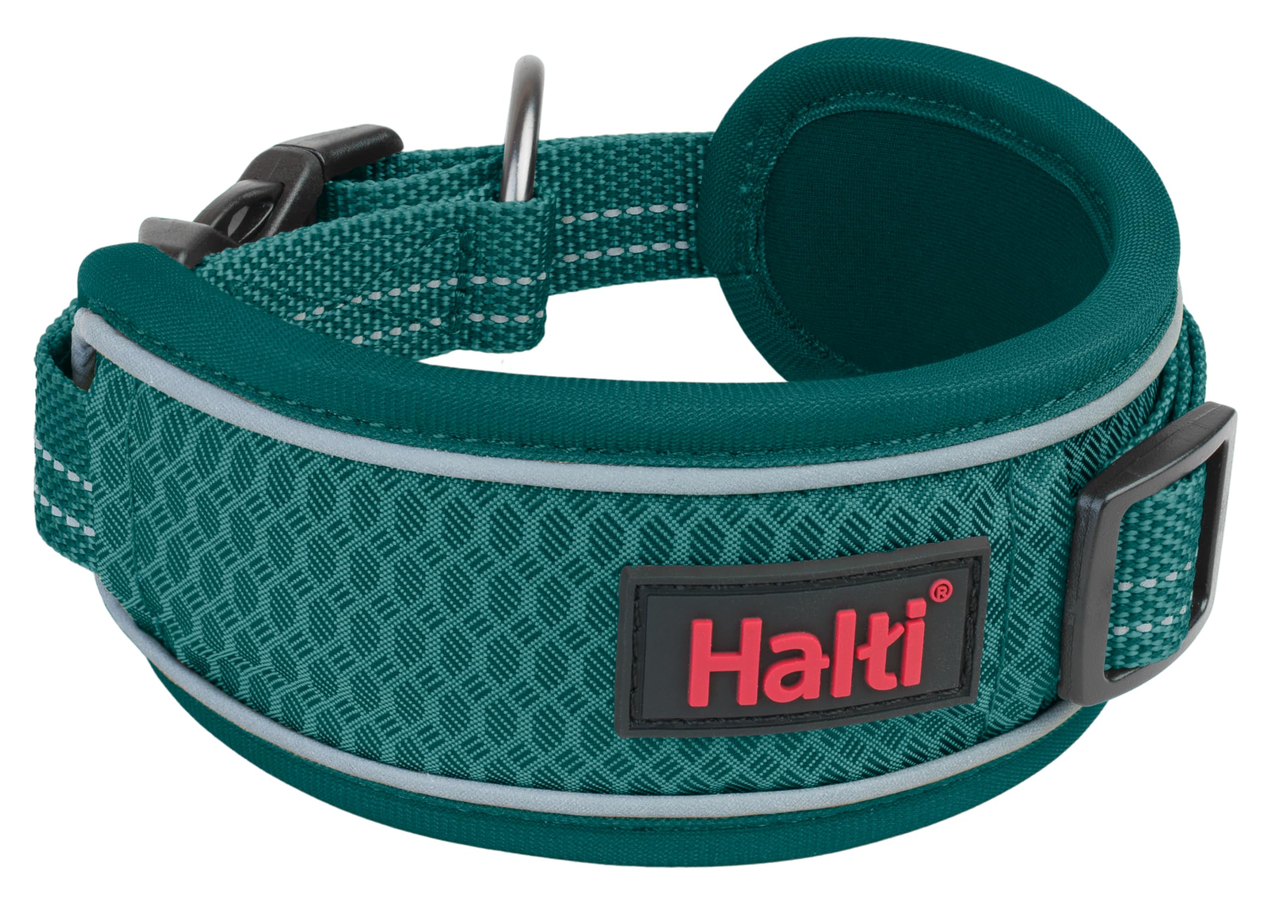 Halti Anatomy Dog Collar - Wide Design Collar for Pressure Relief, Soft and Neoprene Padded, Reflective and Adjustable, Matching Lead & Harness, Suitable for Medium Dogs (Size M, Teal)