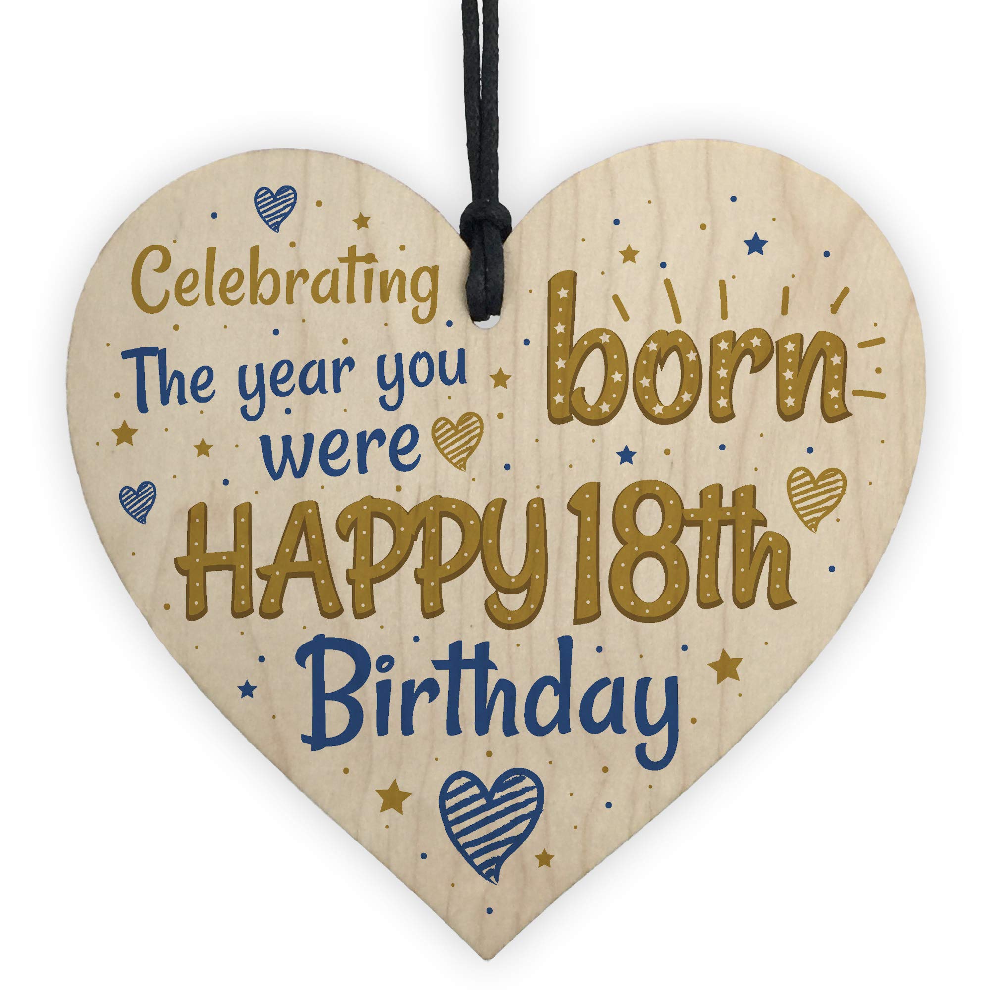 RED OCEAN Handmade 18th Birthday Wooden Heart Chic Sign Card Friendship Thank You Brother Sister Gift