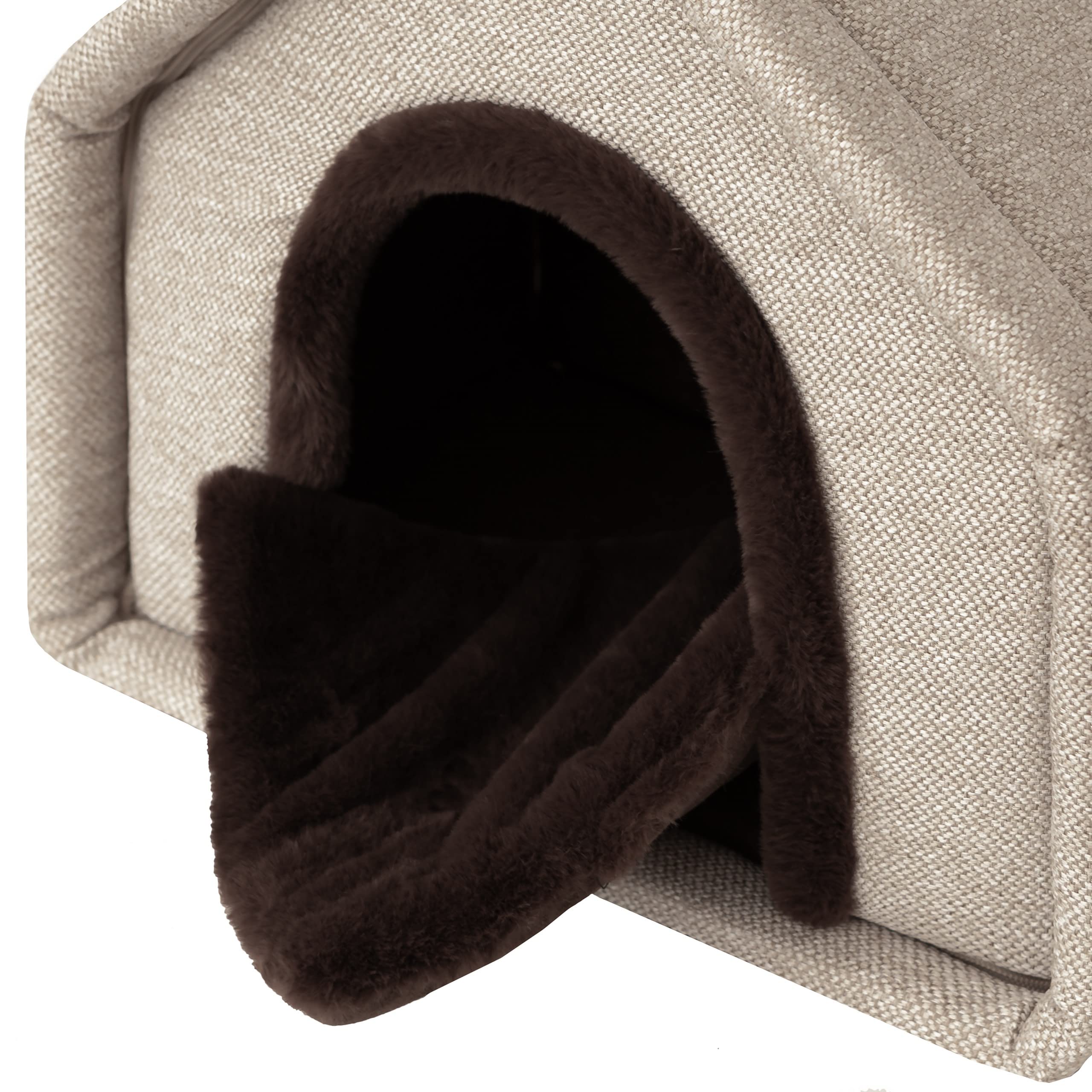 PillowPrim Cama para perros, tela para perros, cueva para gatos, caseta para perros, cesta para perros color beige, tamaño 1: 42 x 32 cm
