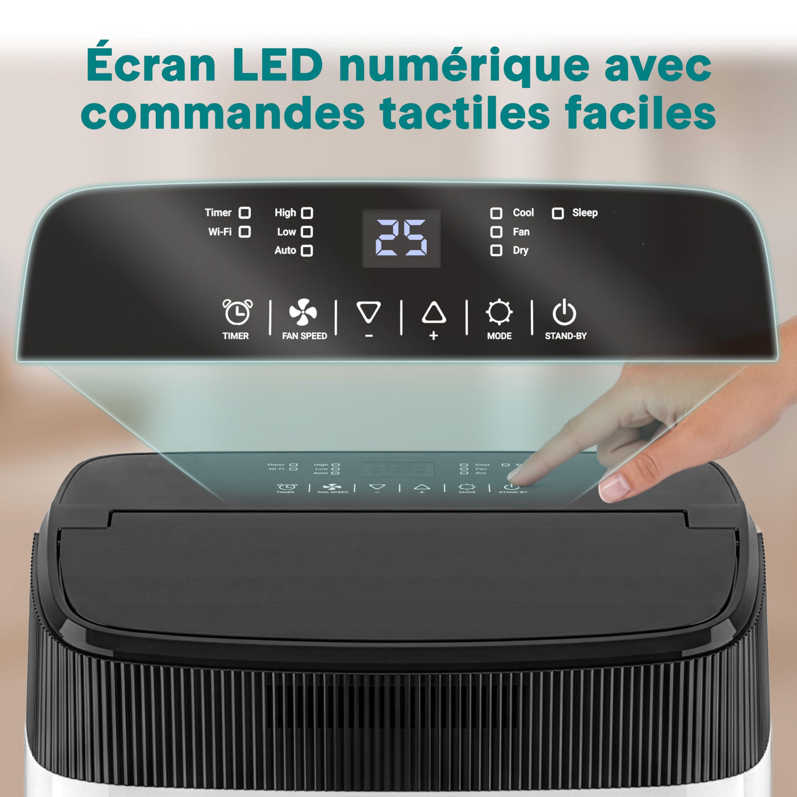 SereneLife Climatiseur Mobile Silencieux,7K BTU, Climatiseur Portable 3-en-1 avec Fonction Déshumidificateur Intégrée, Mode Ventilateur, Télécommande, Kit d'Évacuation Complet pour Fenêtre,Blanc