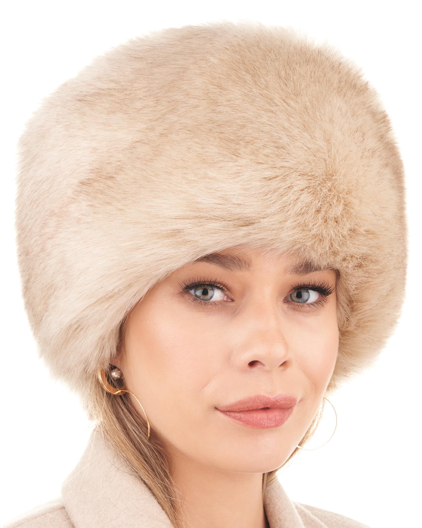 Futrzane Women's Gold Siberian Siberian Cossack Hat - Russian Fur Hats For - Fluffy Winter Hat (S, )