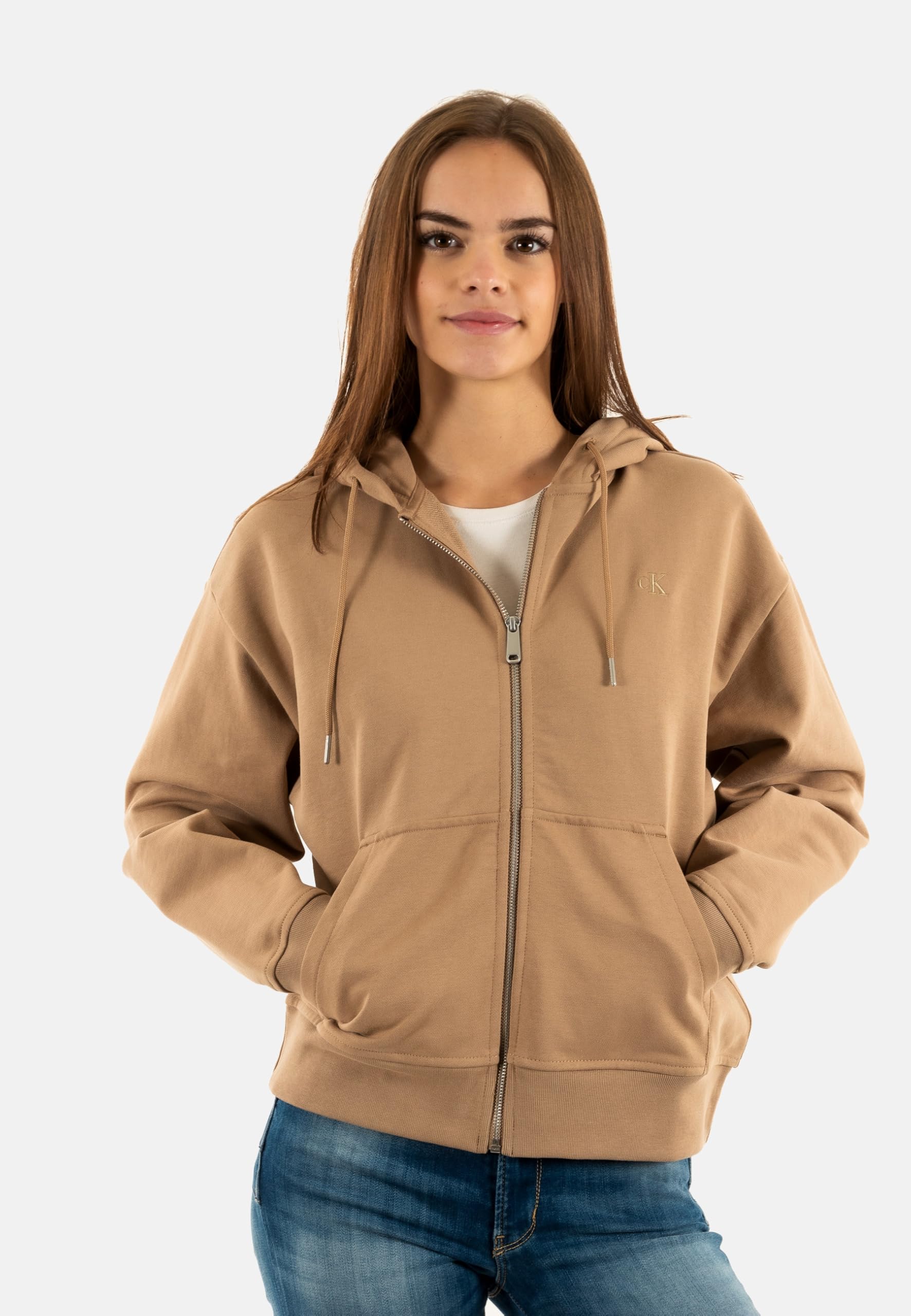 8719965074583 Damskie bluzy archive Logo French Terry Fz Hoo Lv047b237g Bluzy, brązowe (Amphora), S, Brązowy (Amphora), S