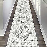 Vista 6 de Pauwer Alfombra de Pasillo 2x10, Alfombras Largas Lavables para Cocina, Alfombra de Área con Medallón Vintage de Granja, Alfombras Suaves