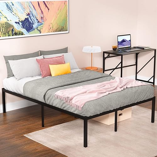 Miniatura 7 de Elephance Marco de cama Queen de 18 pulgadas con espacio de almacenamiento sin necesidad de somier, plataforma de metal