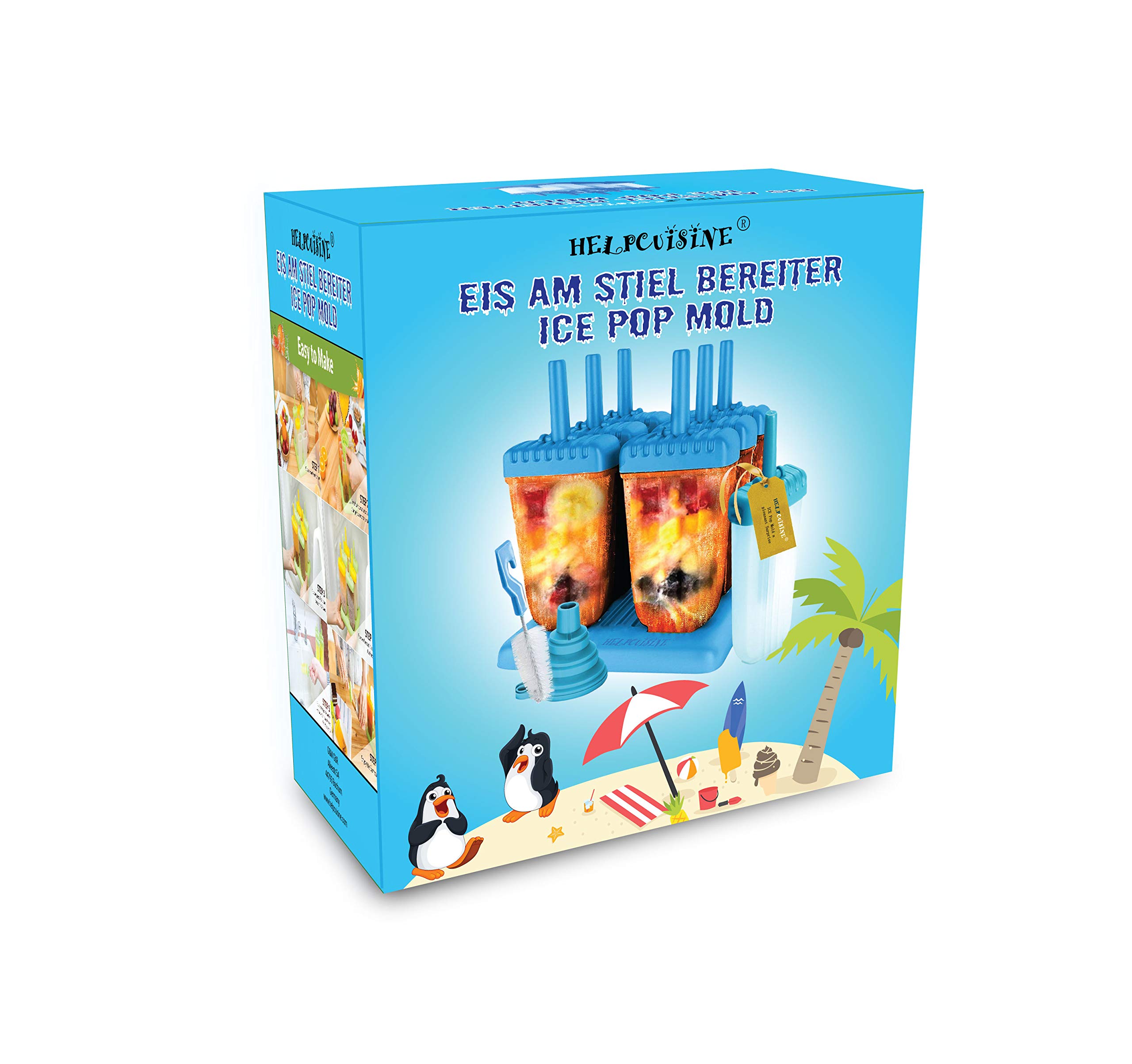 Stampi Per Ghiaccioli HelpCuisine - 6 Pezzi In Plastica Senza BPA, Con Bastoncini E Imbuto, Per Gelati Fatti In Casa - Foto 5