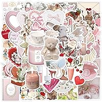 60 Pack Coquette Stickers - Cute Waterproof Vinyl Aesthetic Pink Stickers for Girls, Laptops, Water Bottles, Phones & More