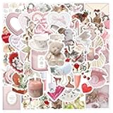 60pcs Coquette Stickers Cute Vinyl Laptop Stickers, Waterproof Aesthetic Stickers, Pink Sticker Pack for Girls Water Bottles Laptop Computer Phone Guitar (60 Coquette Stickers)