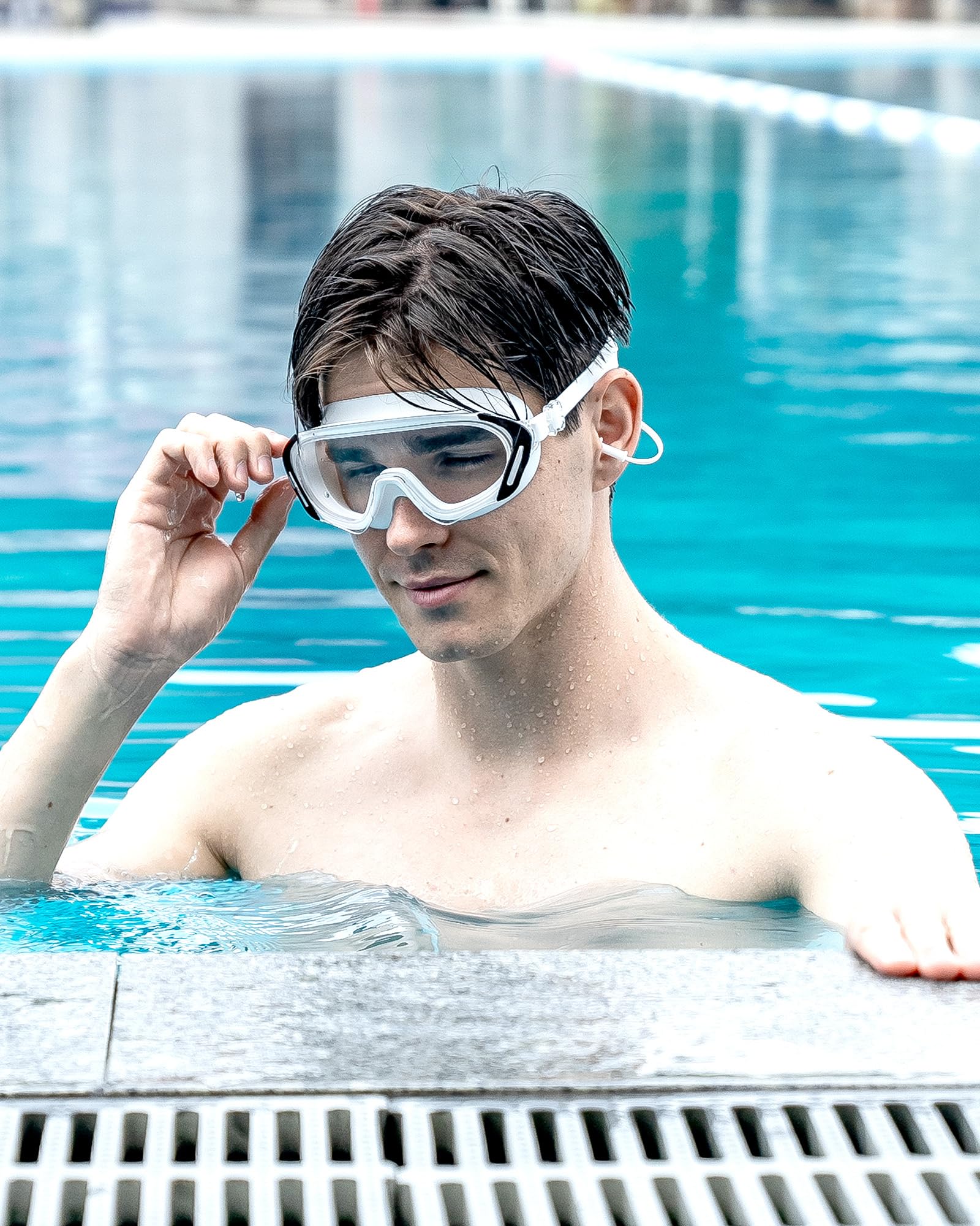 Occhialini da nuoto, grandangolo, anti-appannamento e anti-UV, a prova di perdite, occhialini da nuoto per adulti e giovani