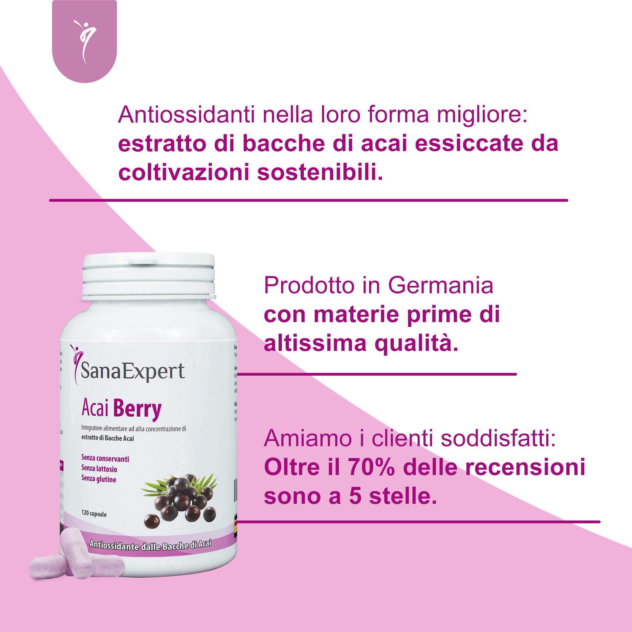 SanaExpert Beauty & Antiossidanti Bundle – ElaBeauté Collagene Verisol® 150g + Acai Berry 120 Capsule – Con Q10, Biotina e Estratto di Açaí – Prodotto in Germania
