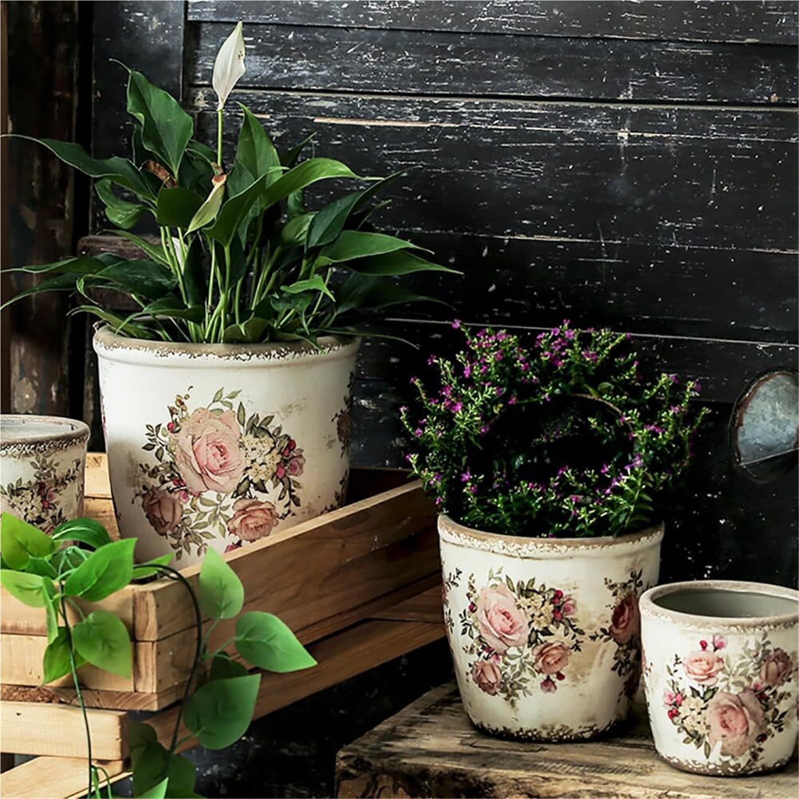 Doniczki na rośliny Ceramiczne doniczki na rośliny ogrodowe i przeszklone sukulenty prezenty dla miłośników roślin (brązowe, z dziurą)