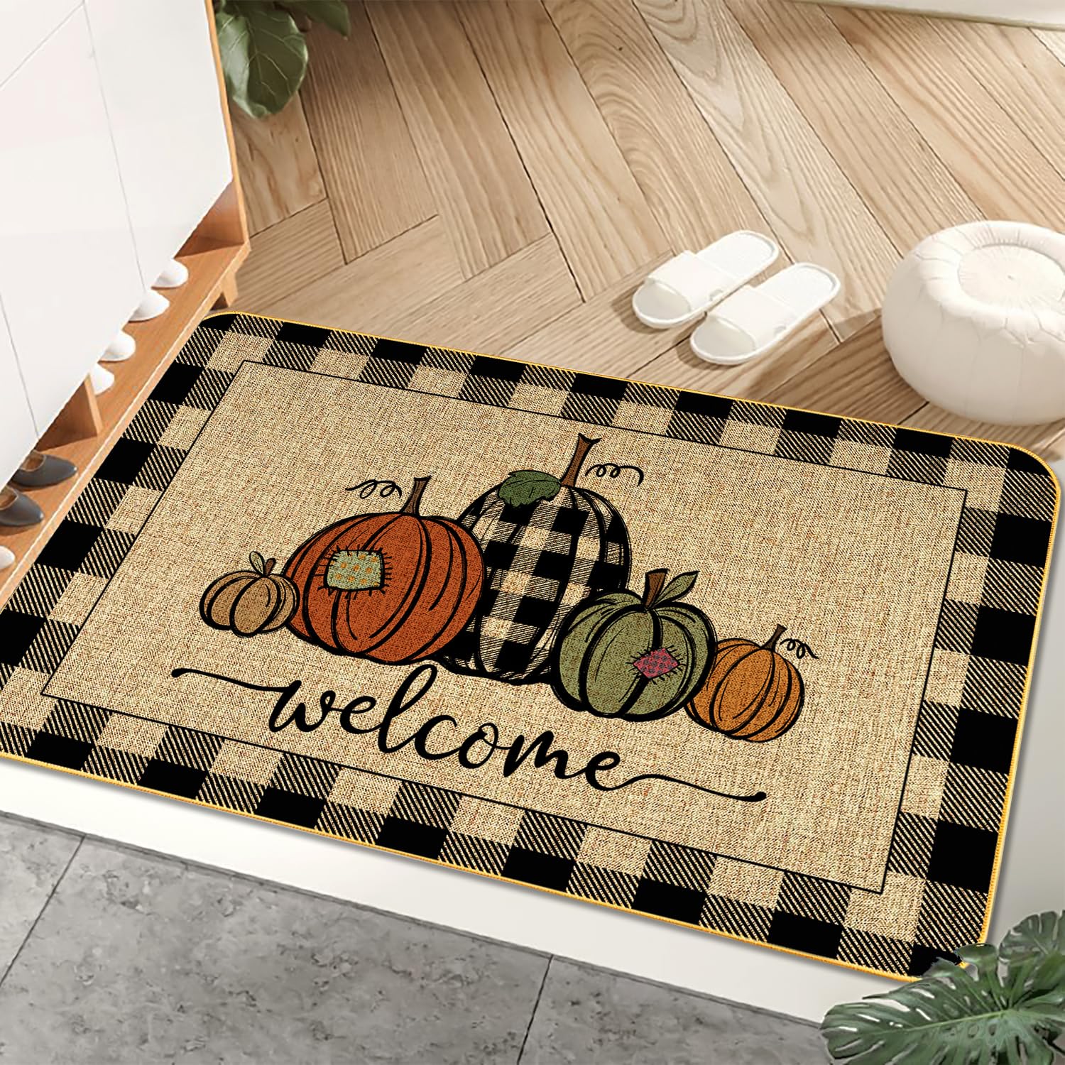 UINI Herbst-Fußmatte Mit Kürbis-Muster – 43,2x76,2 Cm, Rutschfest, Für Innen & Außen
