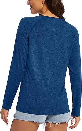 Miniatura 2 de MAGCOMSEN Camisetas de manga larga para mujer, con protección solar UPF 50+, protección solar, atlético, correr, natación, protección contra