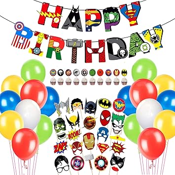 Zyozi 64 Pcs Superhero Combo Banner Photo Booth Props Balloon Cupcake Topper For Boy Avenger Decorations Superhero Theme Birthday Decorations Superhero Birthday Decorations Amazon In Toys Games Zyozi 64 Pcs Superhero Combo Banner Photo Booth Props Balloon Cupcake Topper For Boy Avenger Decorations Superhero Theme Birthday Decorations Superhero Birthday Decorations Amazon In Toys Games