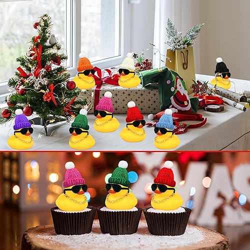 Miniatura 10 de 12 piezas de pato vaquero con sombrero y gafas de sol mini patitos juguetes para cumpleaños fiesta de natación regalo