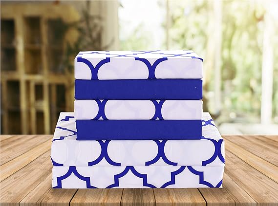 Elegant Comfort Luxury Soft Bed Sheets Quatrefoil Pattern - 1500 Premium Hotel Quality Microfiber Softness Wrinkle and Fade Resistant (6-Piece) Bedding Set, Queen, Duke Blue