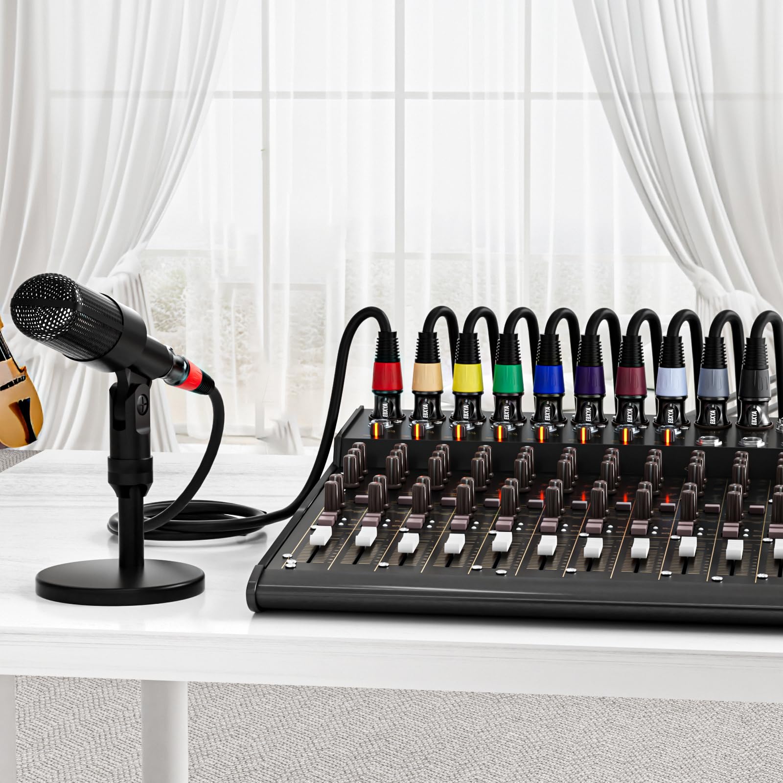 EBXYA Cavi XLR da 0,9 m, confezione da 10 cavi standard XLR maschio a femmina, cavo per altoparlanti XLR schermato bilanciato a 3 pin