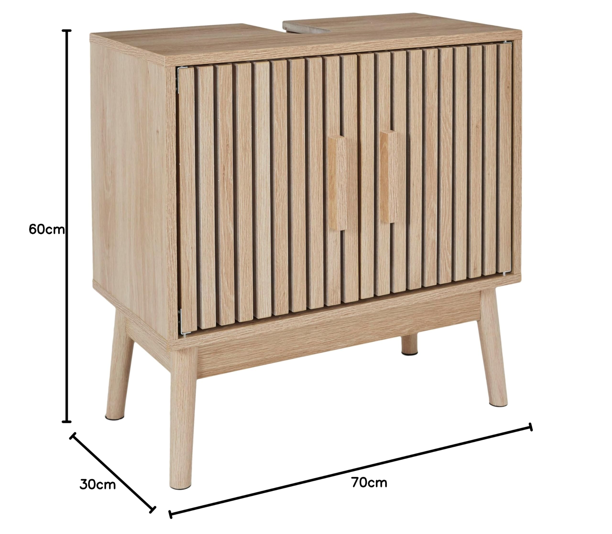 HOME DECO FACTORY Kartoffelstampfer aus Edelstahl Ergonomischer Griff Silber | Waschtischunterschrank aus Holz, Kollektion Klaus, Badezimmerfarbe Natural Crush, 60 x 70 cm, braun
