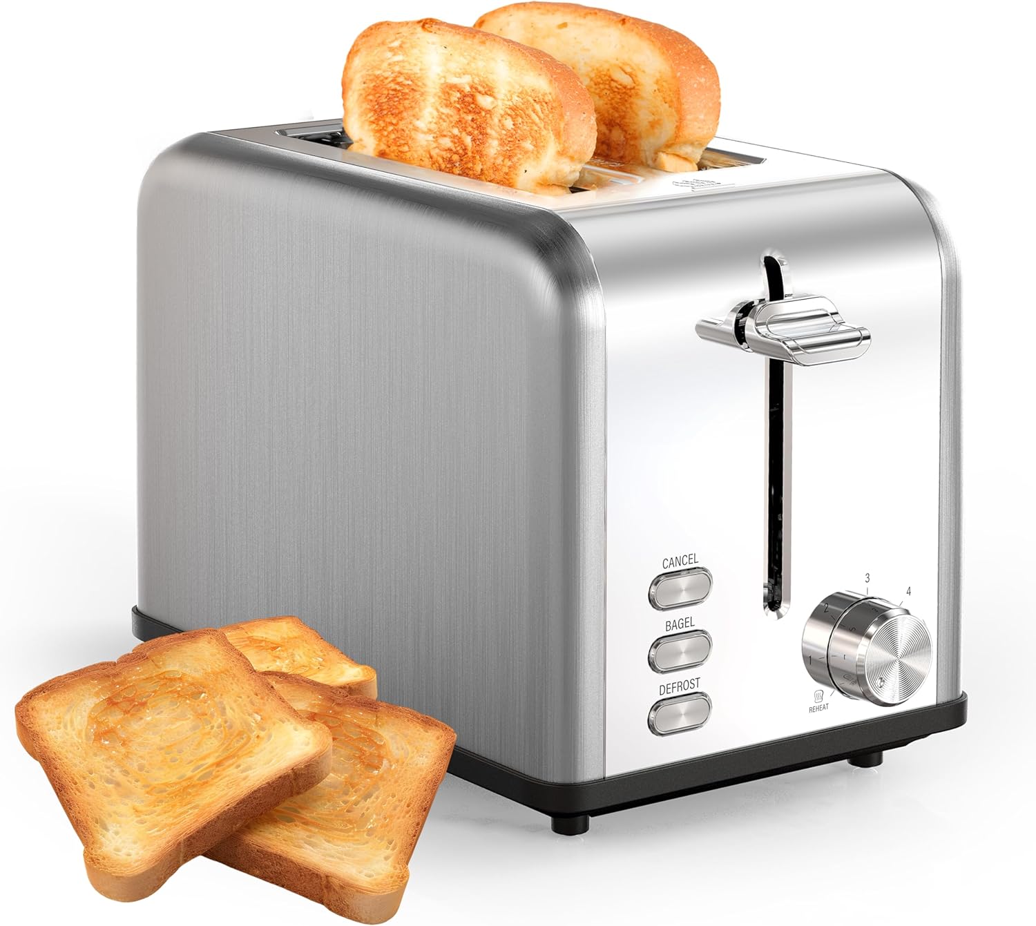 Simple Deluxe 2-Slice Toaster, 6 Browning Setting and 3 Function Stainless Steel Toaster, Extra Wide Slot & Removable Crumb Tray, for Bread & Waffle, Silver Simple Deluxe 2-Slice Toaster, 6 Browning Setting and 3 Function Stainless Steel Toaster, Extra Wide Slot & Removable Crumb Tray, for Bread & Waffle, Silver