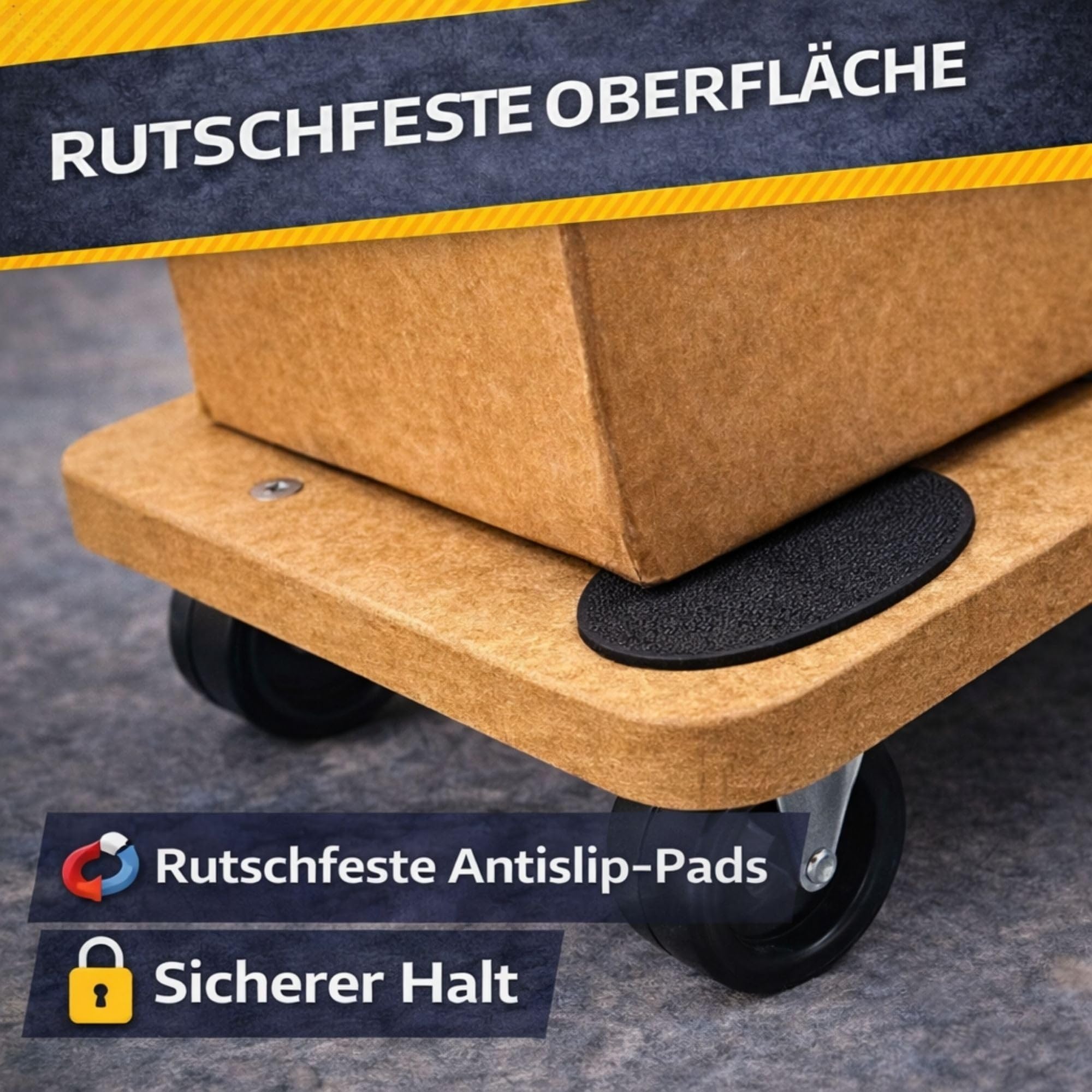 6X Rollbrett Transportroller 45 × 26 cm – bis 150 kg Tragkraft – Möbelroller aus MDF mit 4 Lenkrollen & Anti-Rutsch-Pads – Transporthilfe für Umzug, Haushalt & Werkstatt