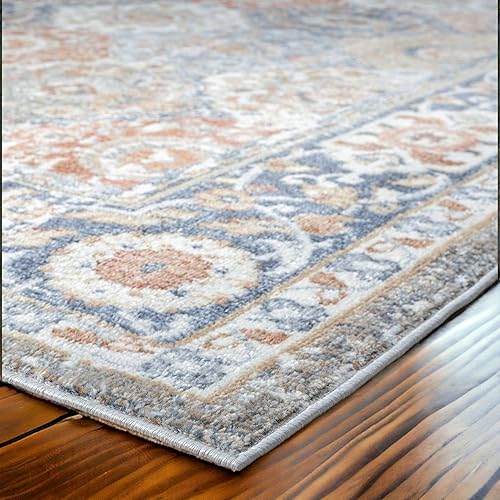 Miniatura 5 de Fashionwu Alfombra bohemia de 8 x 10 pies, alfombra vintage para sala de estar, alfombra gris turca, no desprende pelusa, alfombra grande