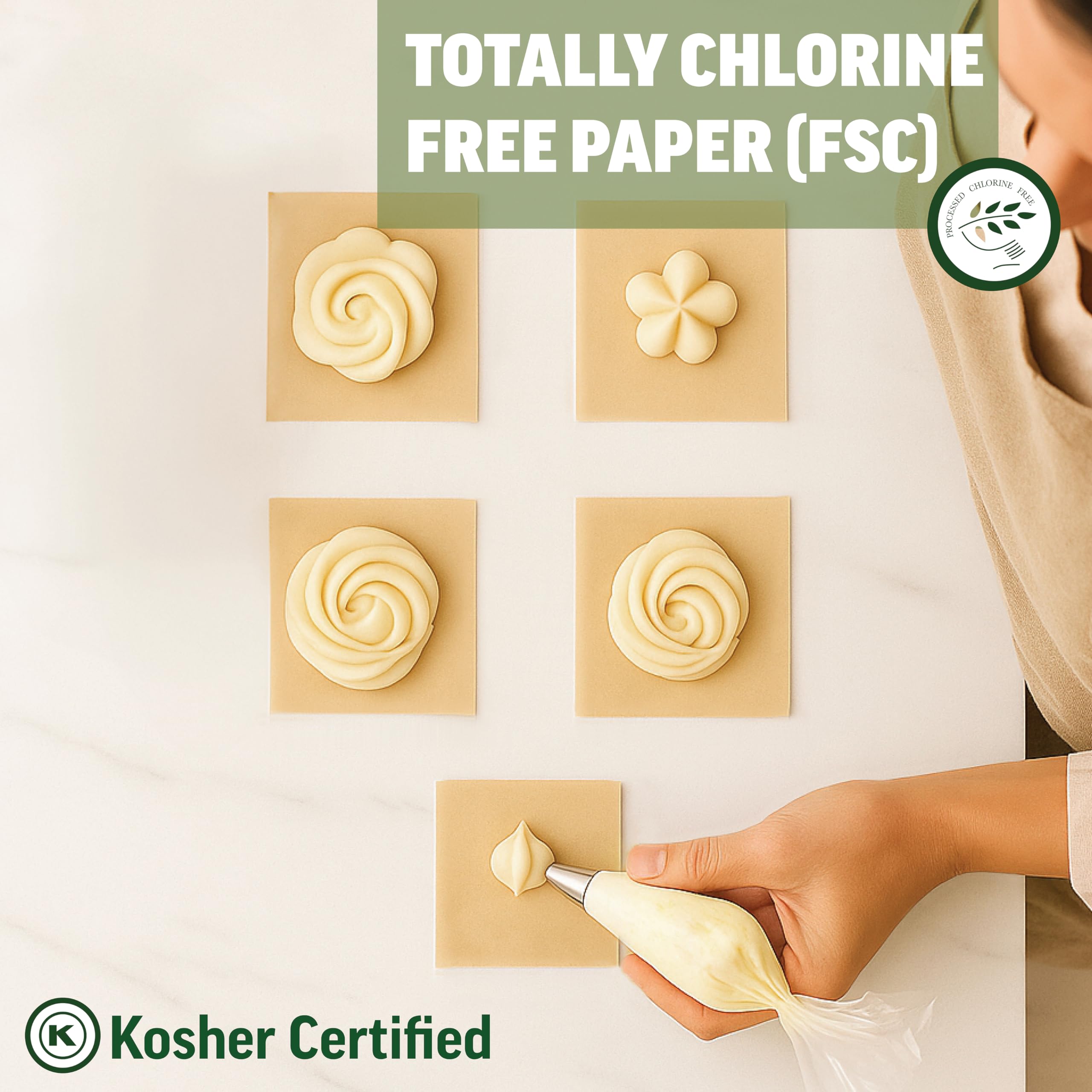 Zenlogy Cuadrados de papel pergamino 2x2, 400 hojas, sin blanquear, precortados | Antiadherente, seguro para el calor de 232.2 °C, pintura de diamantes, congelación y almacenamiento, certificado Kosher