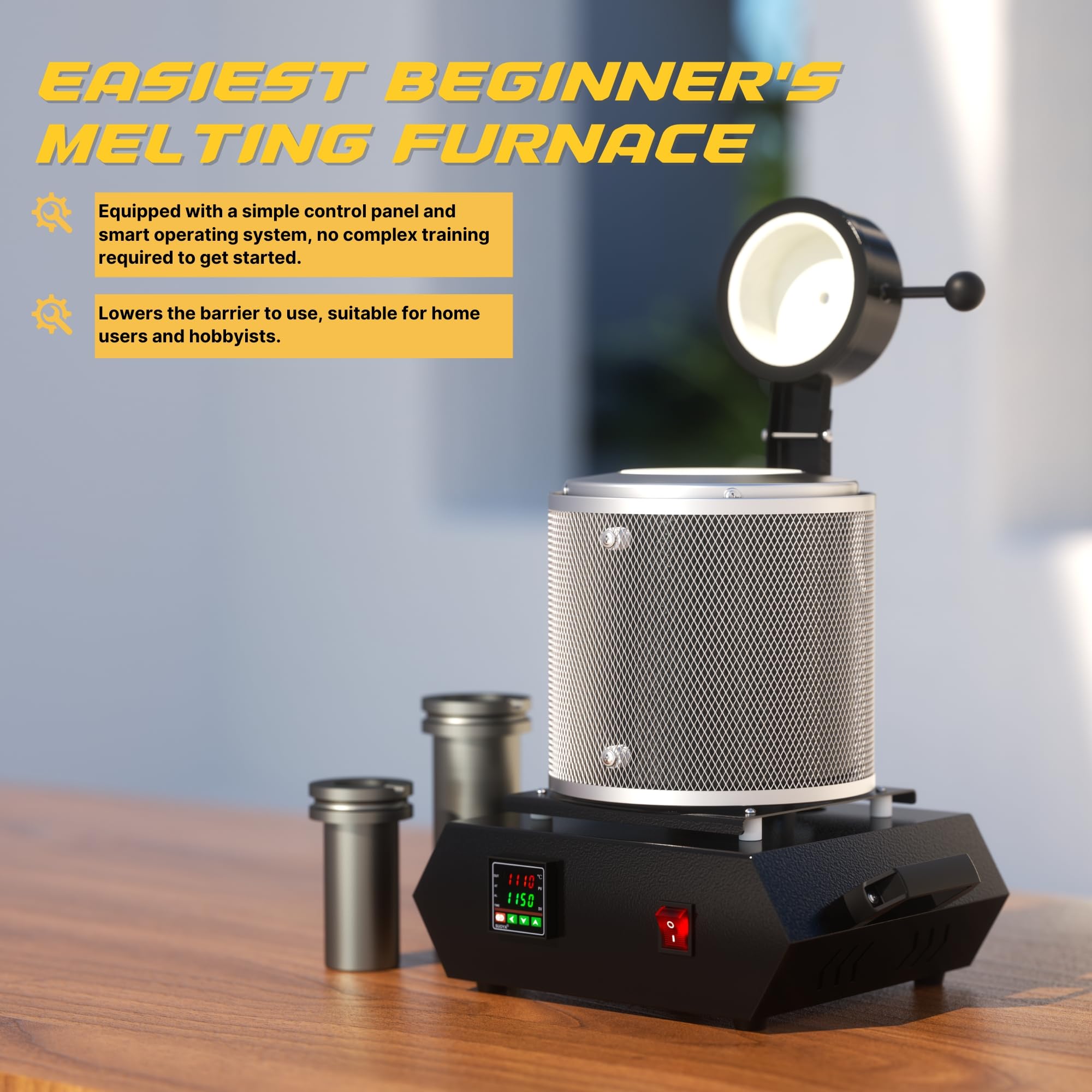 Gold Melting Furnace Kit, 2100? Fast Smelter, Electric Smelting Furnace, Gold Melting Kit with Anti Scald Mesh for Gold Silver Copper Aluminum, Mefape Metal Casting Jewelry Supplies 3kg + 1kg