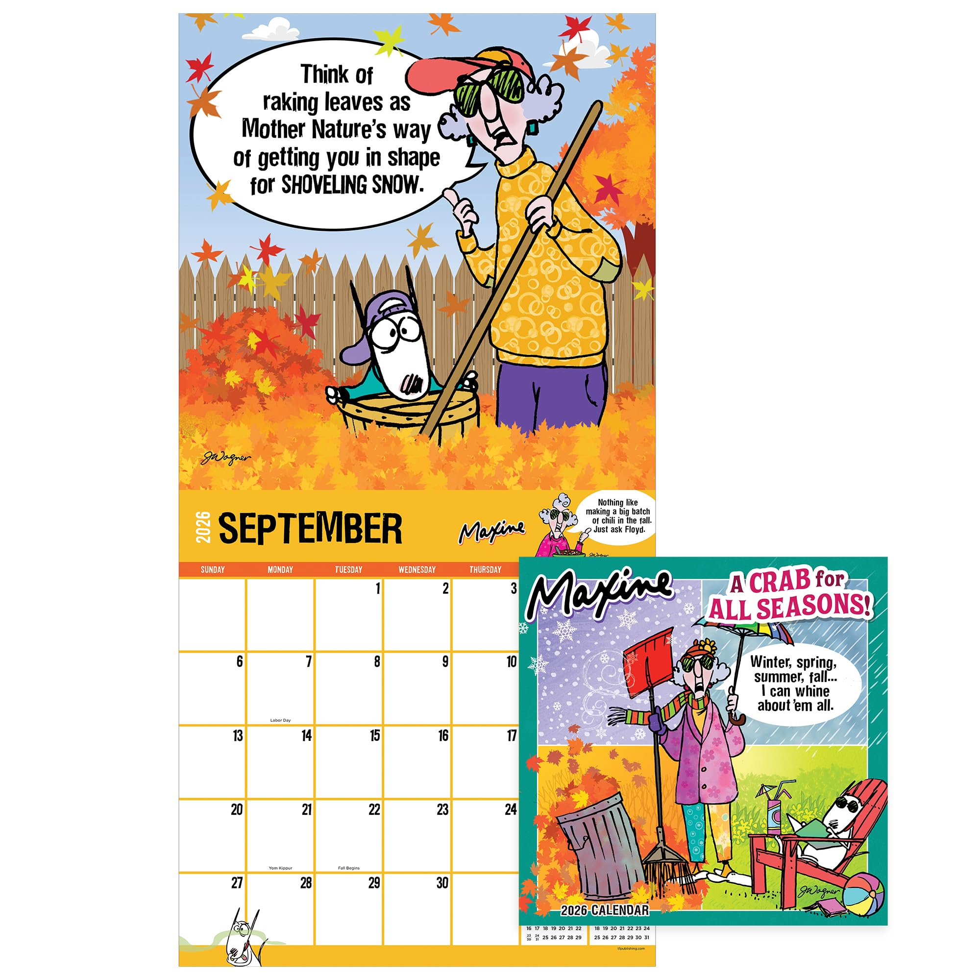 TF Publishing 2026 Maxine Wall Calendar - Monthly 2026 Wall Calendar with Large Grids for Appointments and Scheduling, Premium Matte Pages & Easy