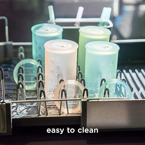 Miniatura 8 de Olababy Clear View - Taza de entrenamiento de silicona con tapa con pajilla, 9 onzas, entrenador para beber para niños de 12 meses en adelante,