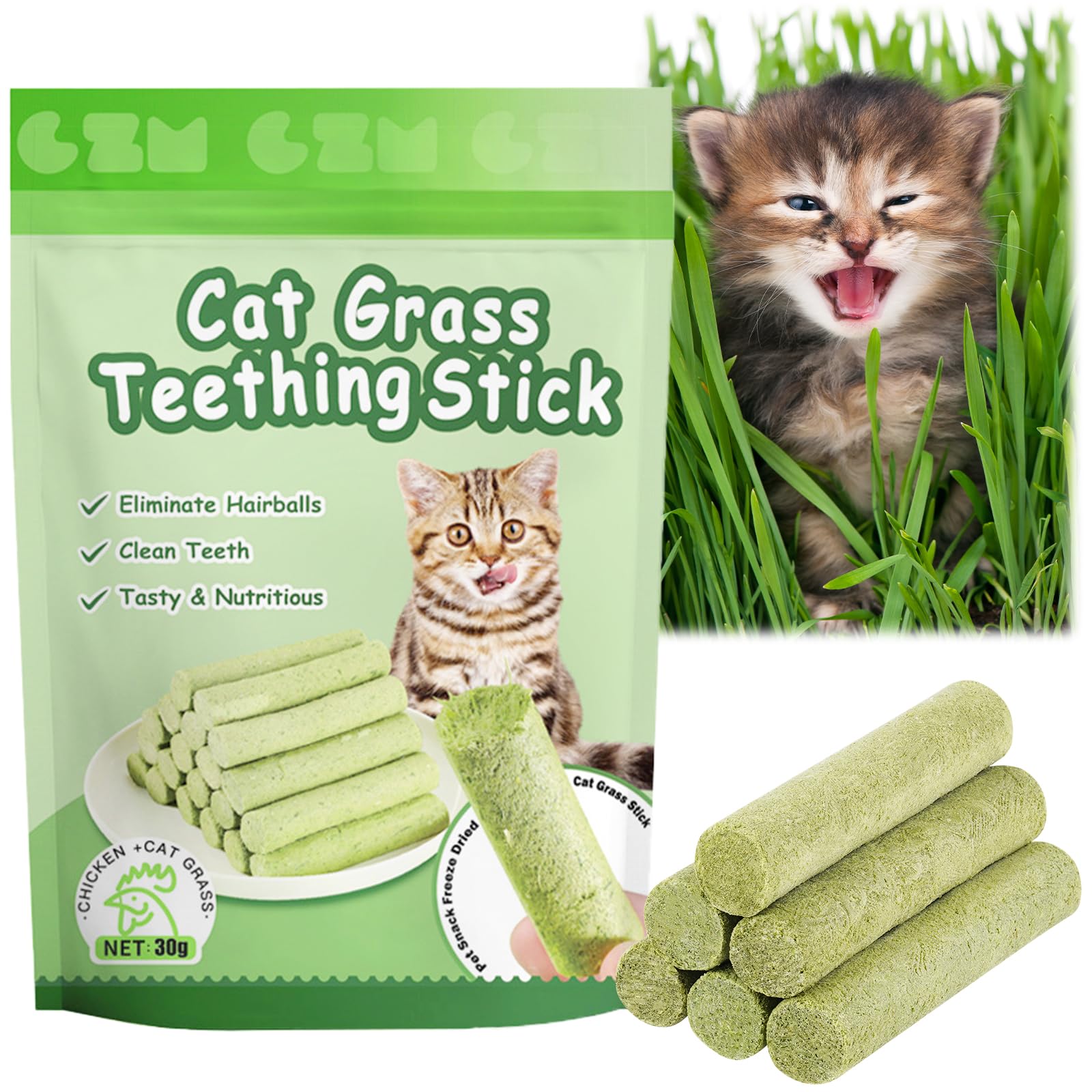 OSDUE Golosina Masticable Liofilizada para Limpieza de Dientes - 30g Palillos Gatera, 6 Piezas