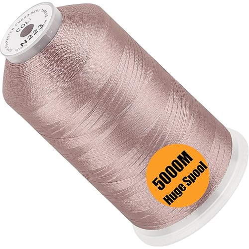 New brothread - Single Huge Spool 5000M Each Polyester Embroidery Machine Thread 40WT for Commercial and Domestic Machines - Beige Gray(Janome Color)