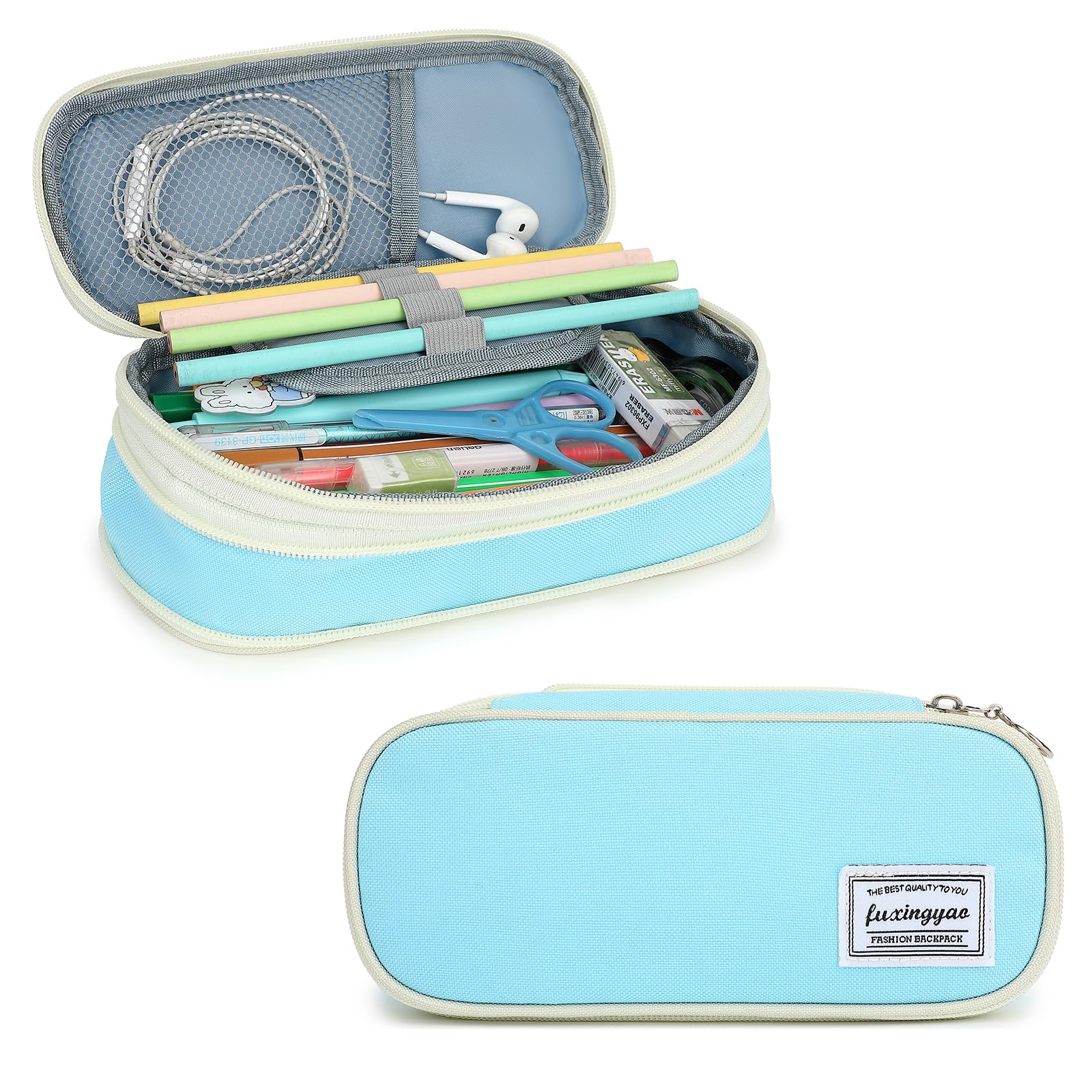 BAYTORY Multi-Compartment Pencil Case, Large Stitch Pencil - View #5