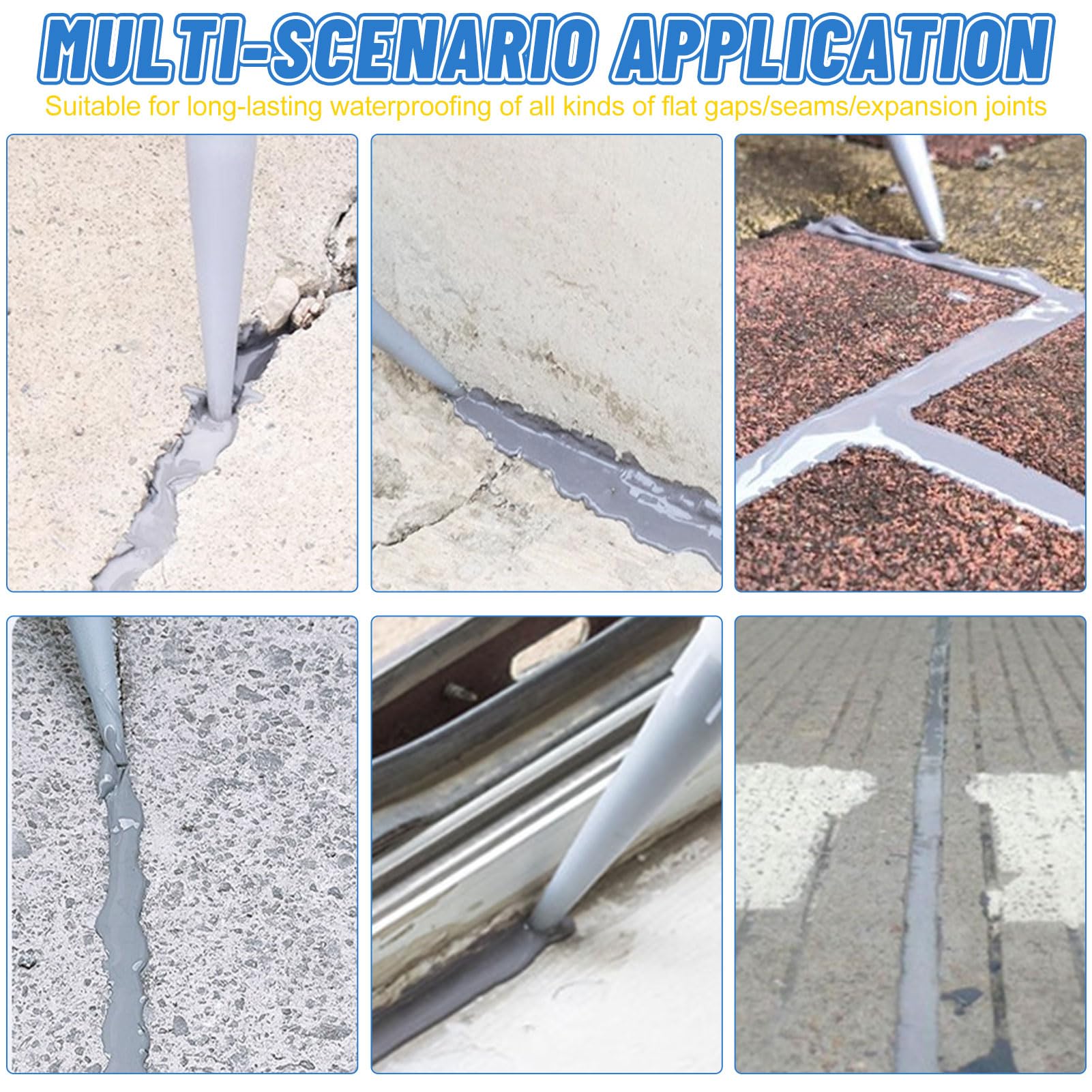 Mortier de réparation pour béton, asphalte - Pour extérieur et intérieur - Réparation des fissures - Bitume - Étanche - Résistant au gel - Trou de perçage pour joints de maçonnerie - 2 pièces - Gris