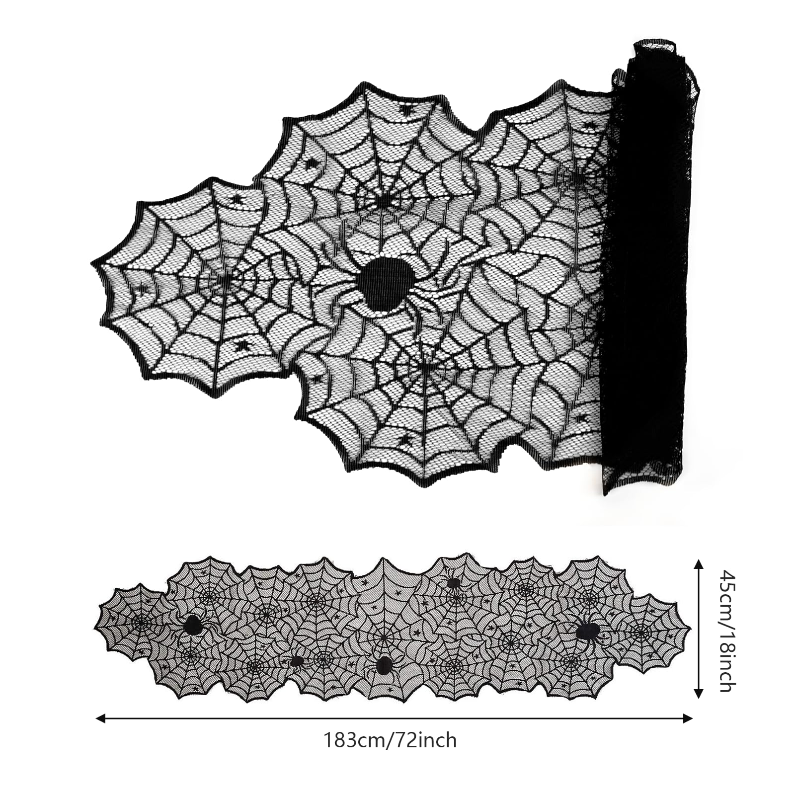 Halloween Lampenschirm – Spinnennetz-Design, 50x150 Cm, Schwarze Spitze, Für Innen & Außen, Gruselige Deko