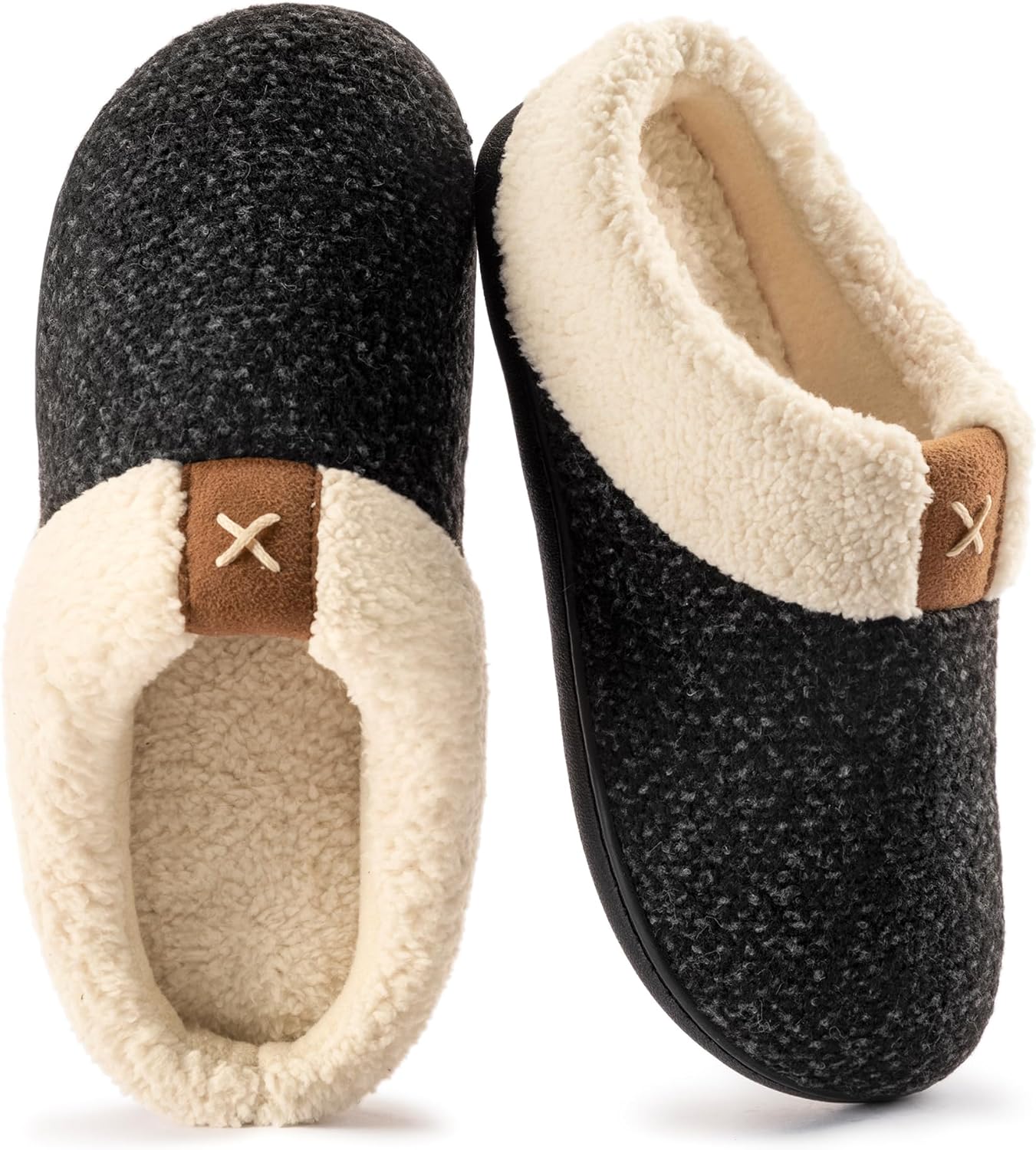 ULTRAIDEAS Women's Indoor Bedroom Slipper with Memory Foam, Gift for Women, Wool-Like House Shoe with Anti-Skid Rubber Sole for Ladies