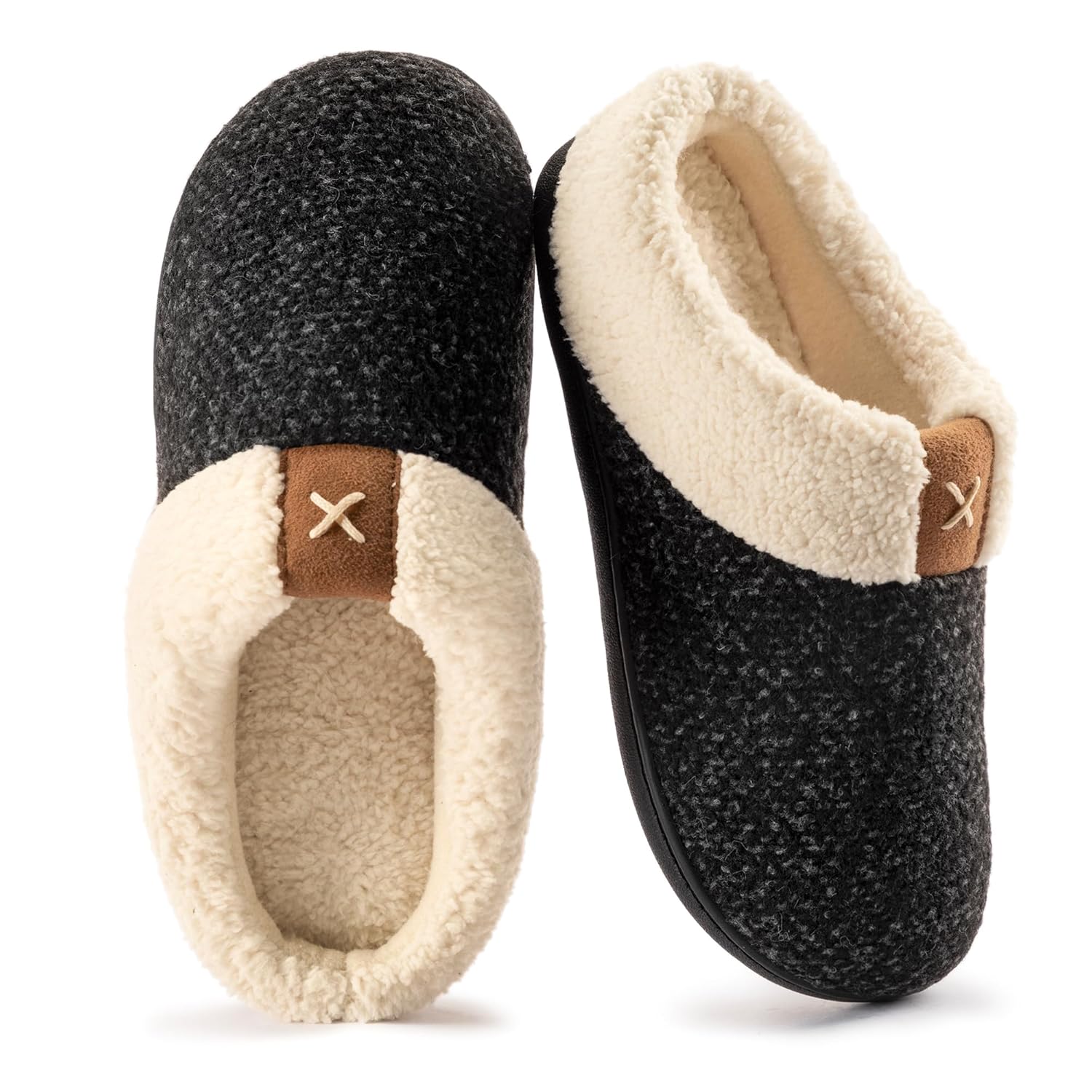 ULTRAIDEAS Womens Indoor Bedroom Slipper with Memory Foam Gift for Women Wool-Like House Shoe with Anti-Skid Rubber Sole