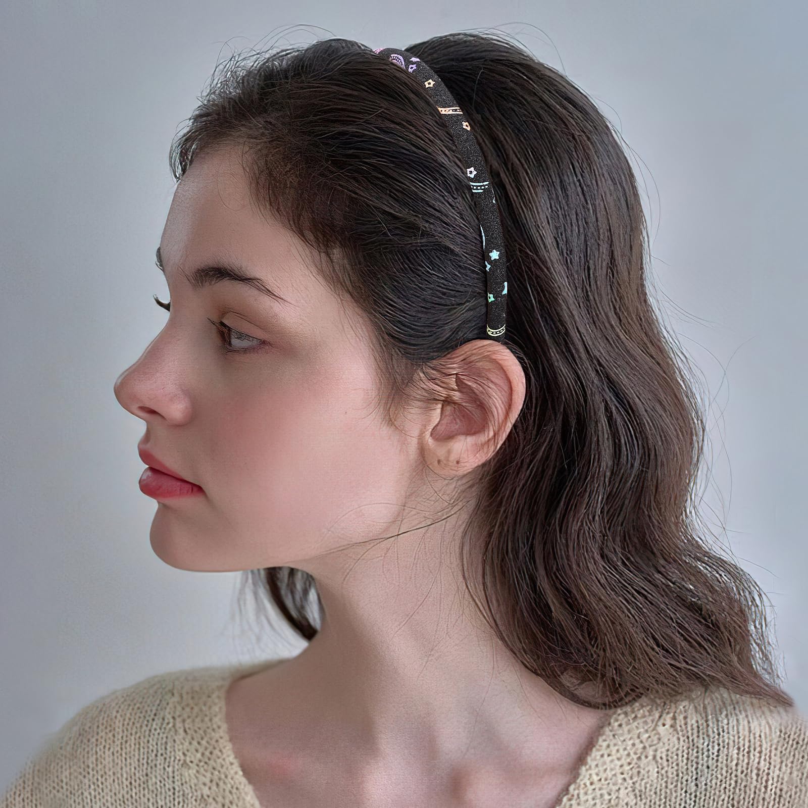 Girls Headband,Glitter Alice Band for Girls Bling Headbands,Sparkly Headband Rainbow Sequins Hairband,Glittery Head Band for Women Kids Children Toddlers Sparkle Headbands with Butterfly Heart Star - Image 3