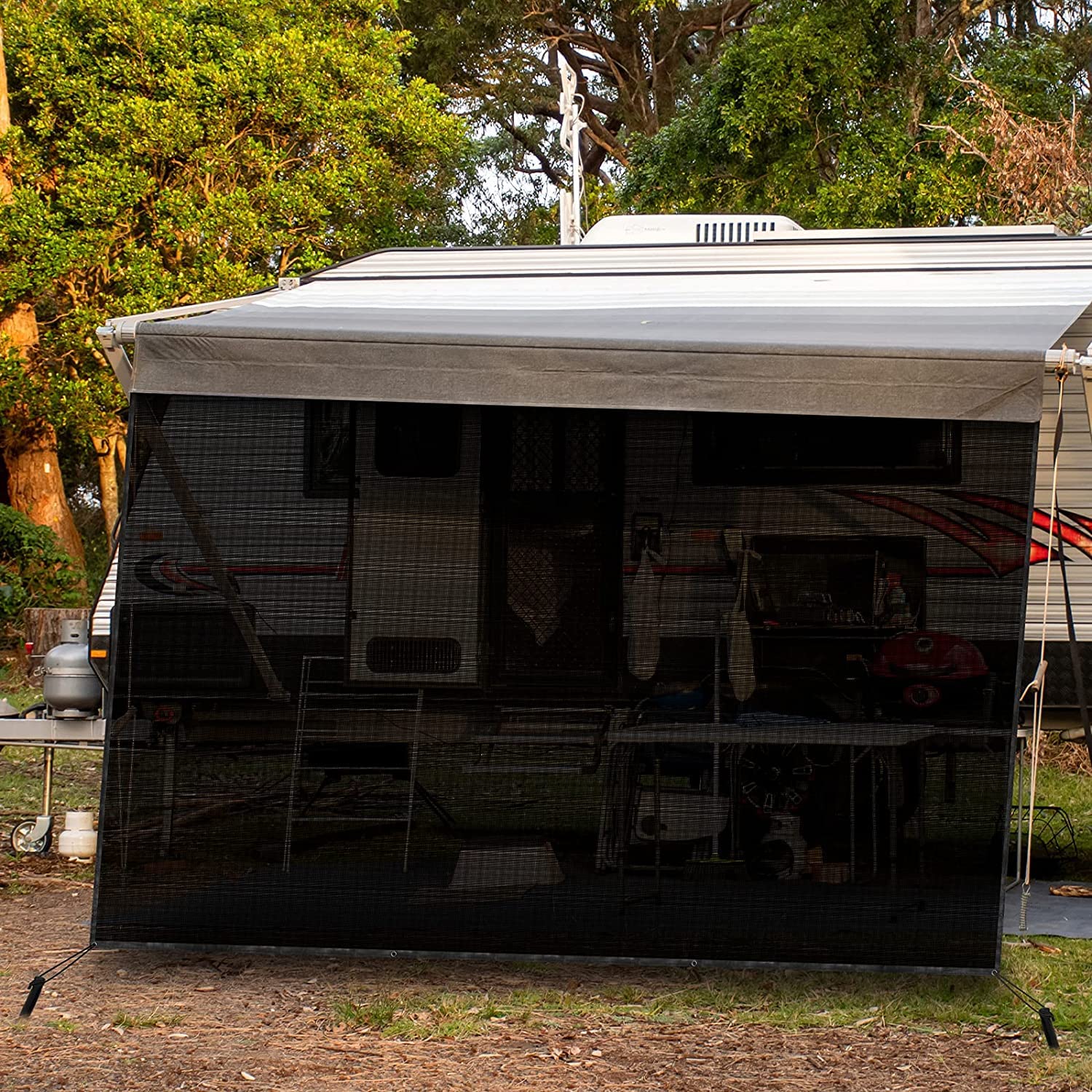 PACEWALKER Wohnmobil View Blocker Sonnenschutz,Vorderwand für Markise,2.45 m x 3.75 m Universeller RV Markisen Sichtschutz Vorderwand Bildschirm mit kompletten Kits